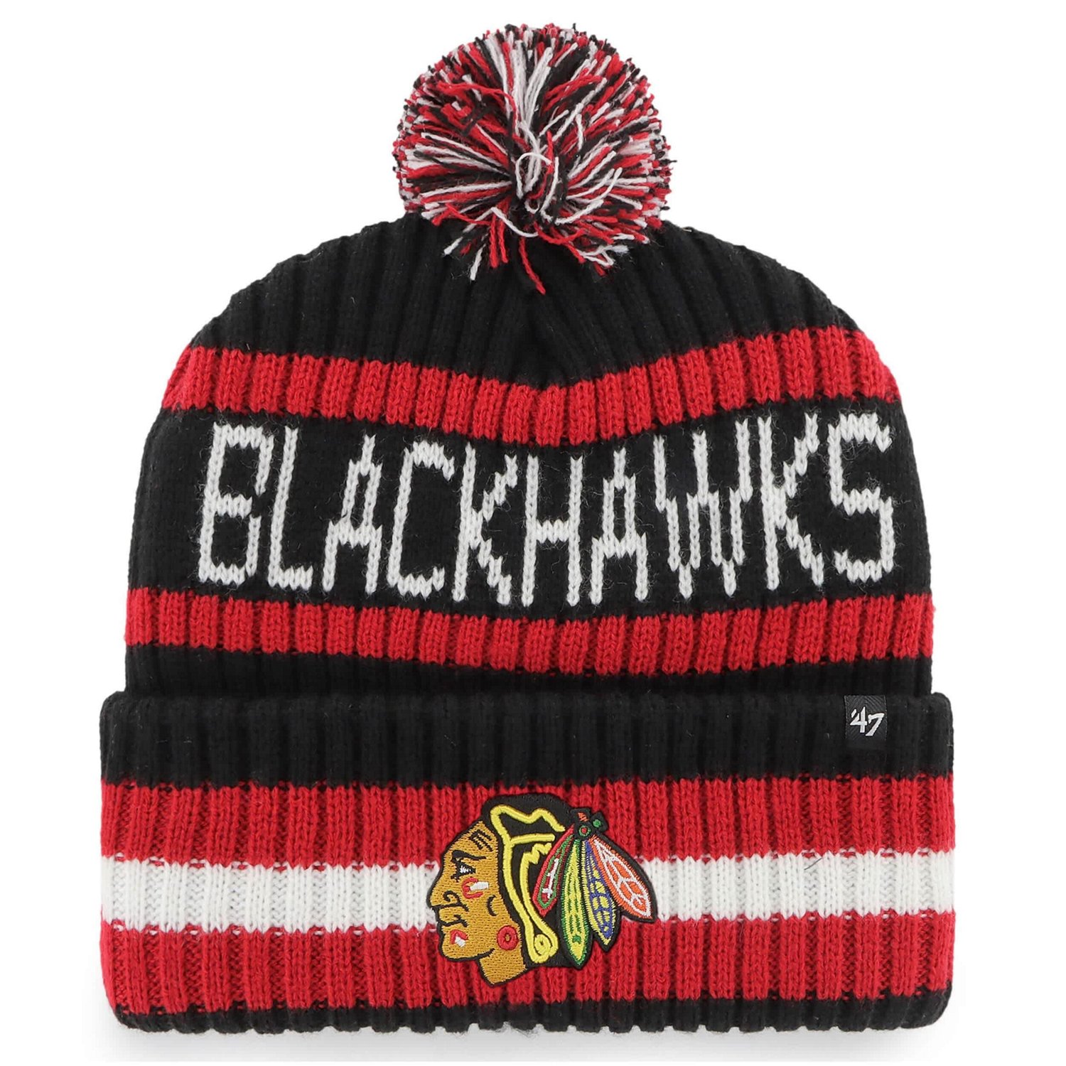 '47 Chicago hawks Bering Cuffed Knit Hat with Pom