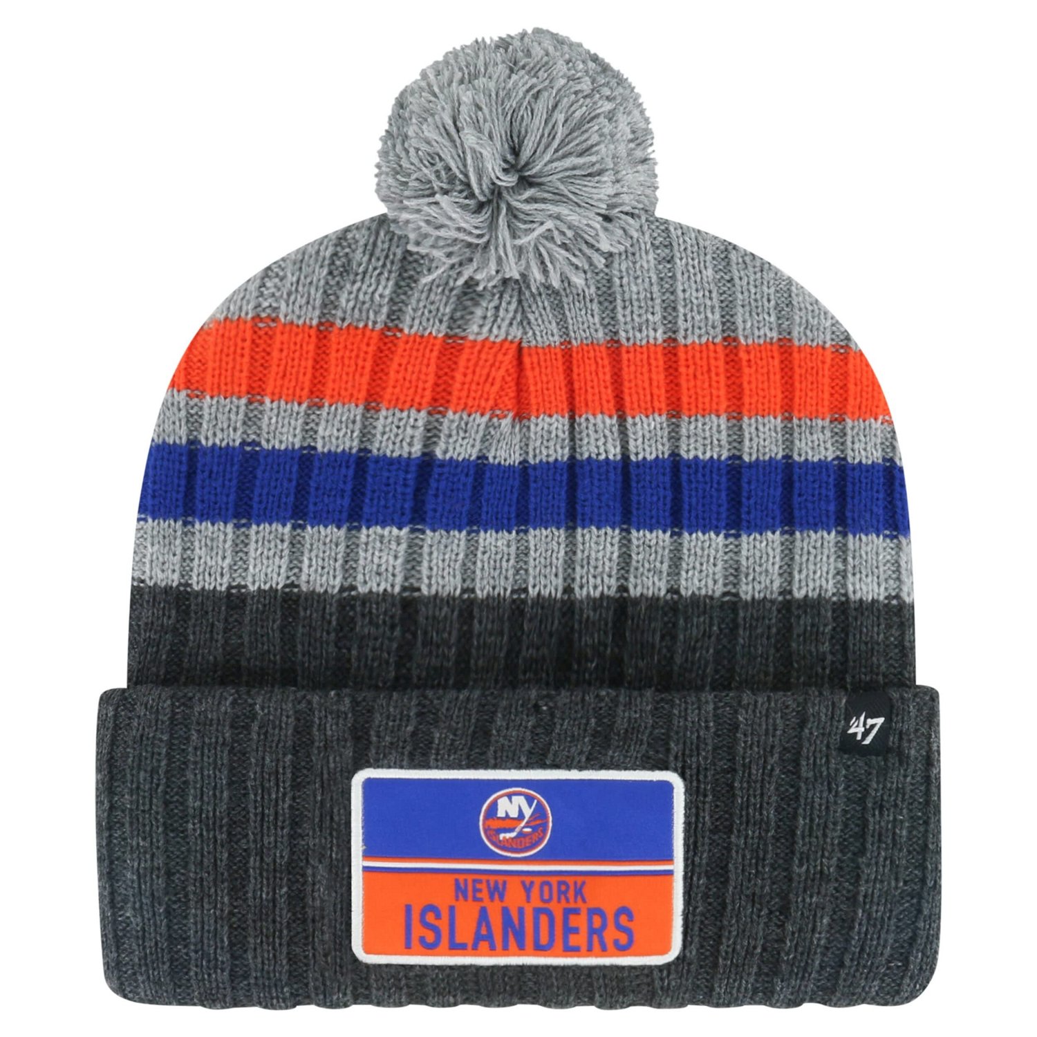 '47 New York Islanders Stack Patch Cuffed Knit Hat with Pom