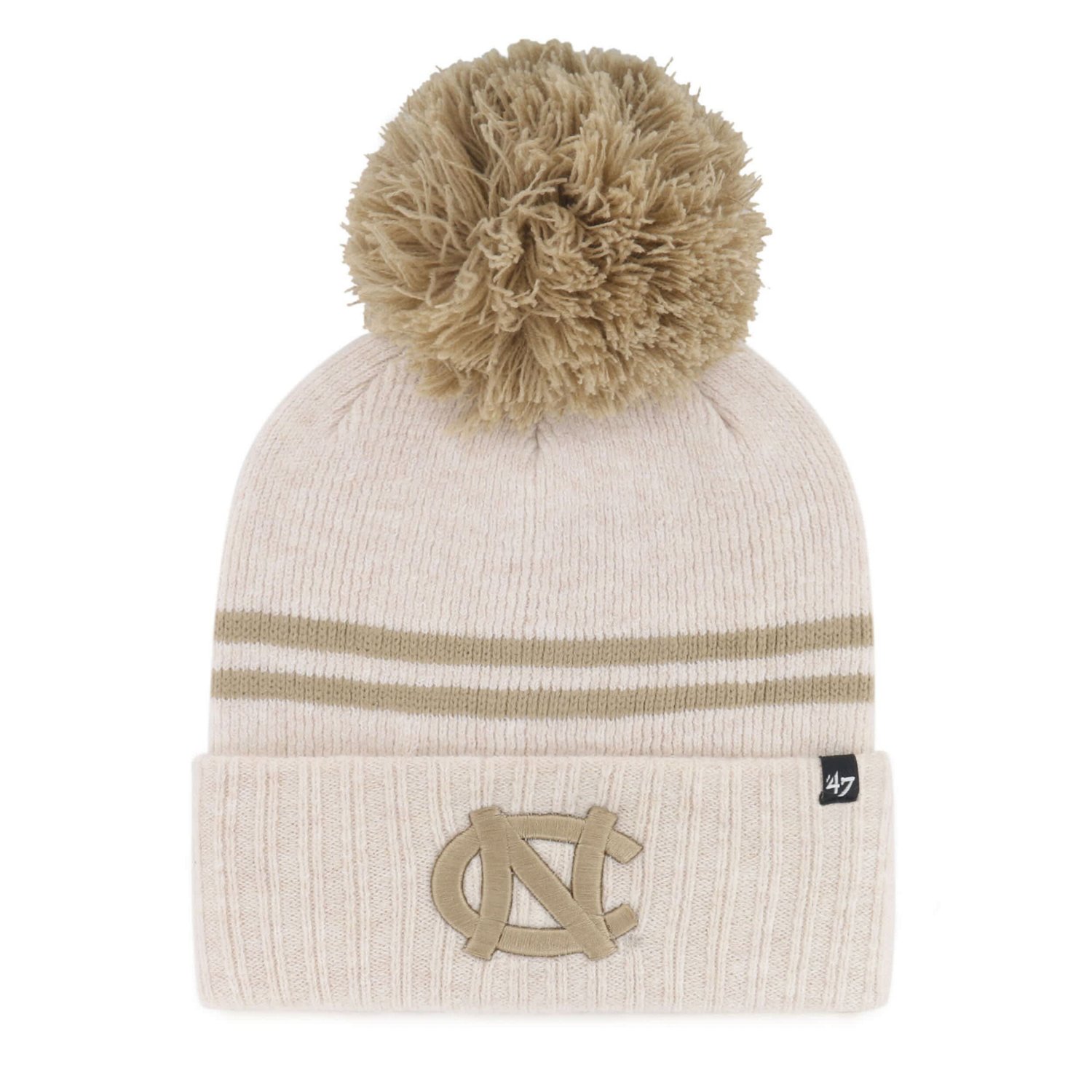 '47 North Carolina Tar Heels Core  Inline Latte Cuffed Knit Hat with Pom