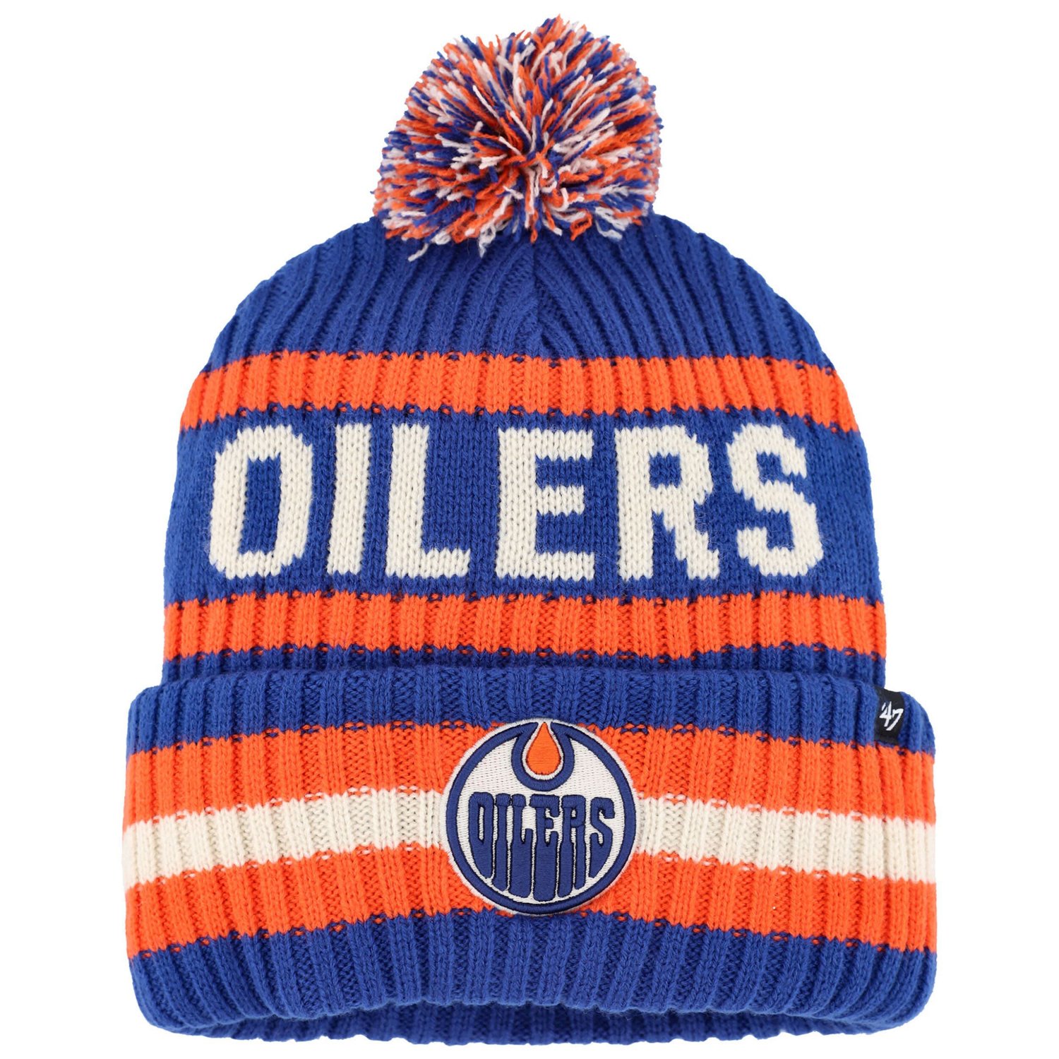 '47 Orange Edmonton Oilers Bering Cuffed Knit Hat with Pom
