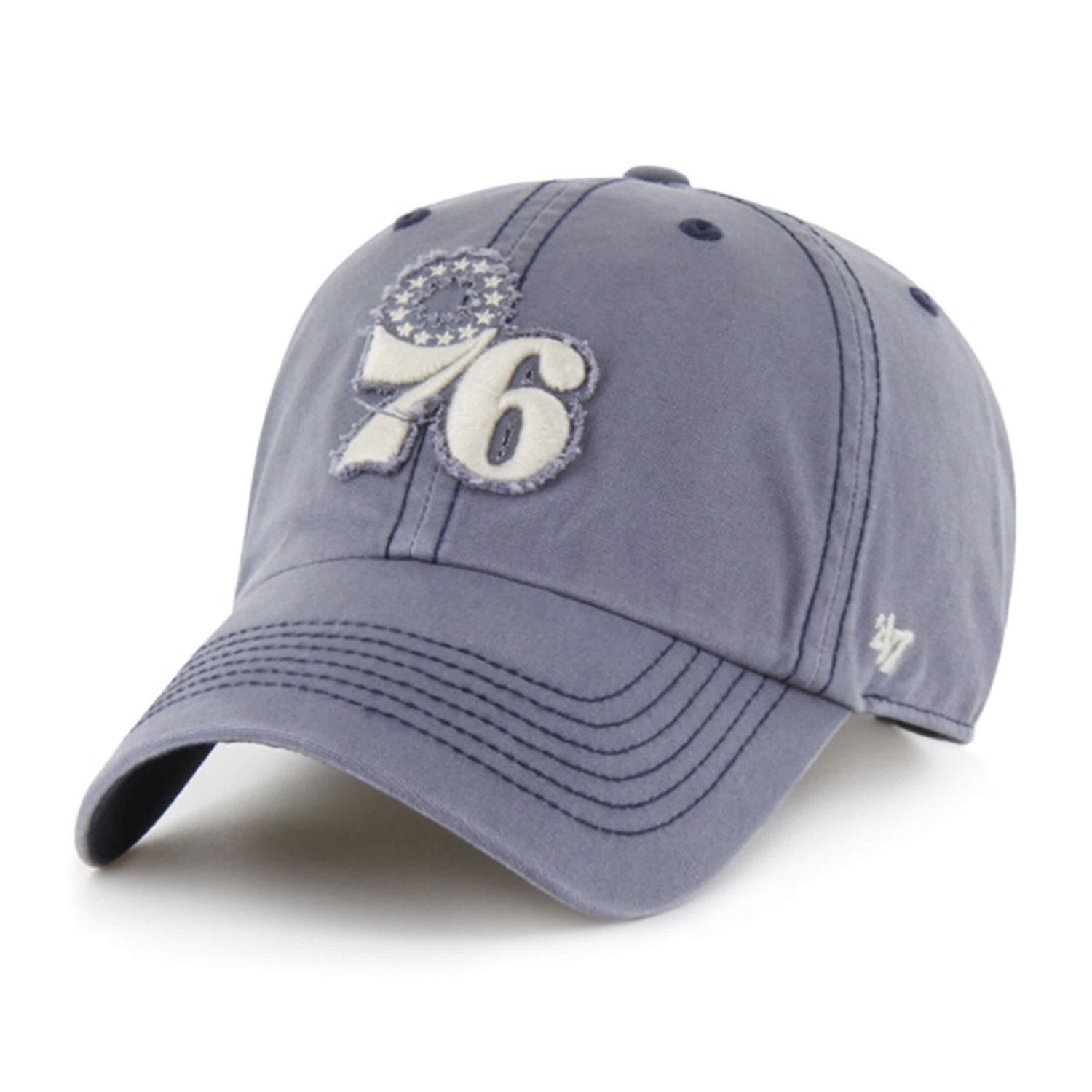 '47 Philadelphia 76ers Scupper Rough Edge Applique Clean Up Adjustable Hat