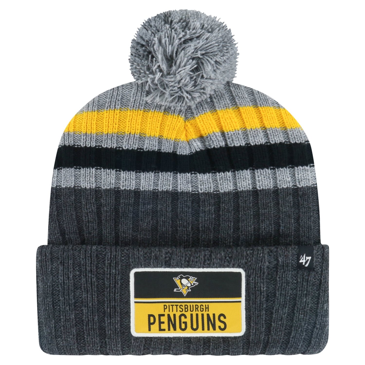 '47 Pittsburgh Penguins Stack Patch Cuffed Knit Hat with Pom                                                                     - view number 1