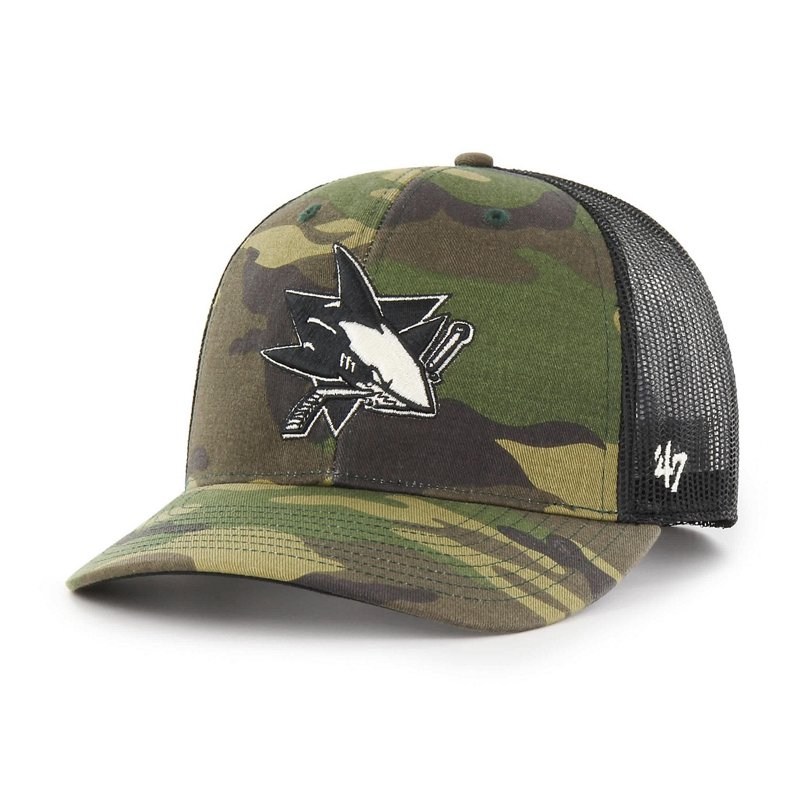 Men's '47 Brand Camo, Black San Jose Sharks Trucker Snapback Hat - Camo, Black