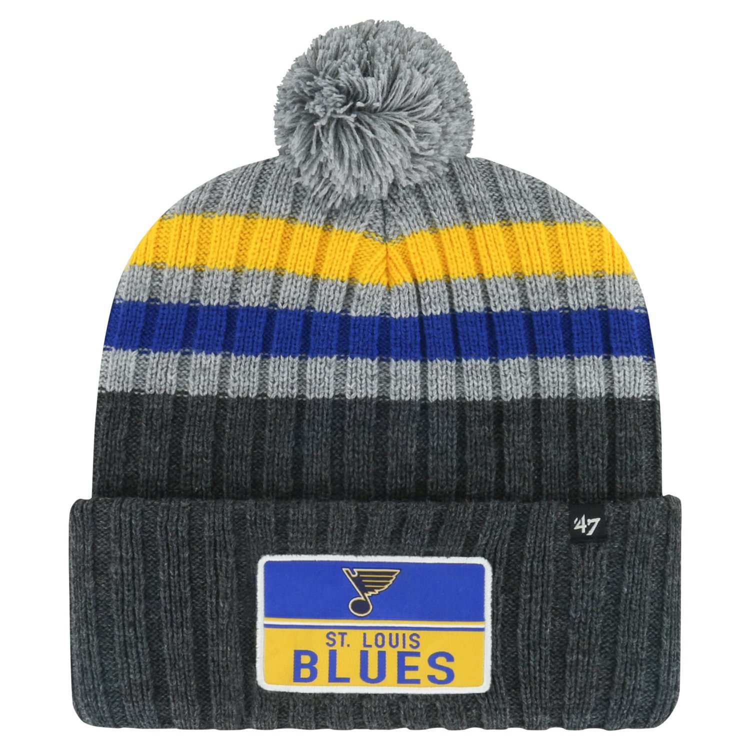 '47 St Louis Blues Stack Patch Cuffed Knit Hat with Pom