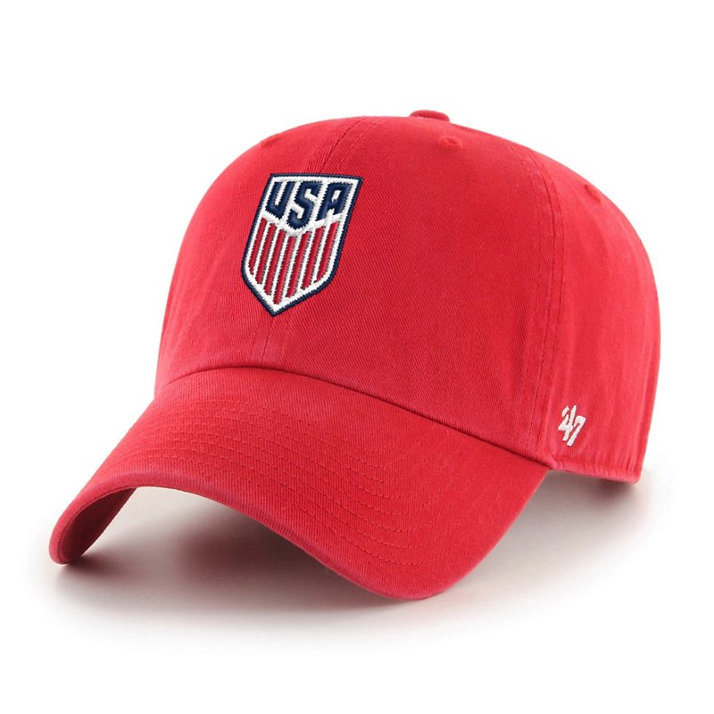 '47 Brand Men's Red Usmnt Crest Clean Up Adjustable Hat - Red