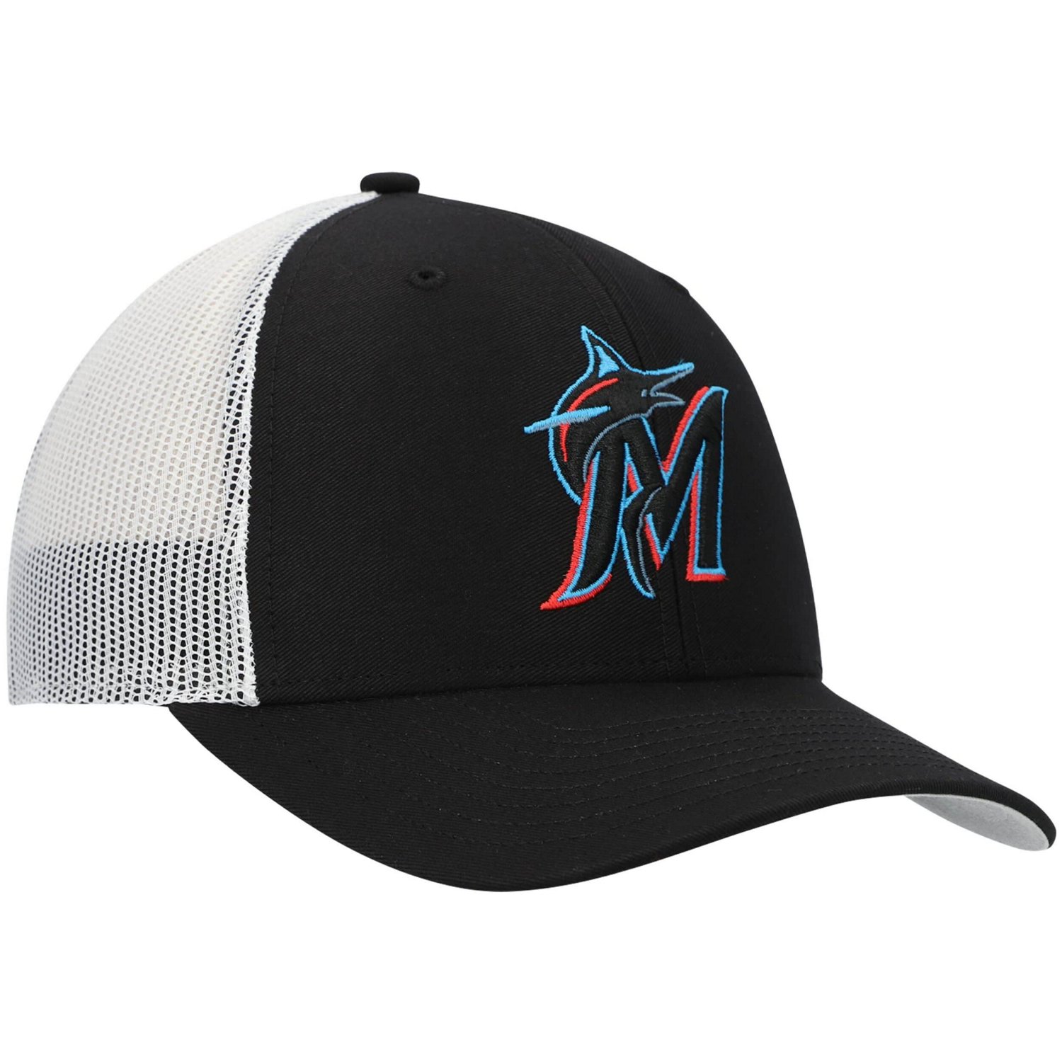 '47 White Miami Marlins Primary Logo Trucker Snapback Hat - view number 3