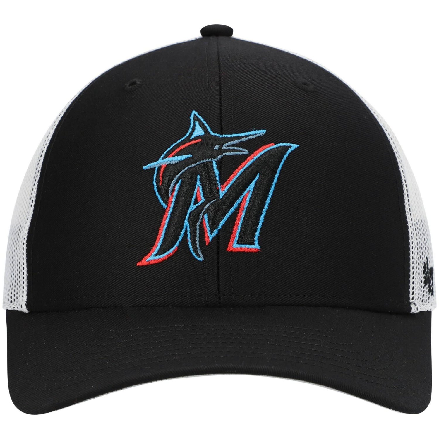 '47 White Miami Marlins Primary Logo Trucker Snapback Hat - view number 2