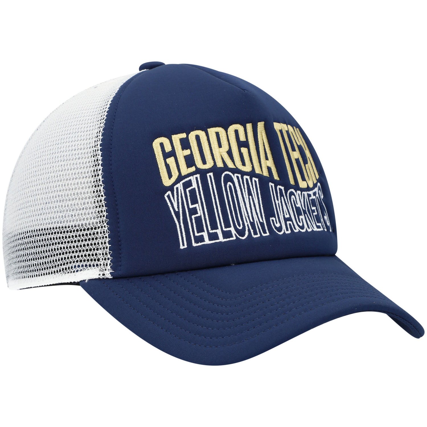 adidas /White Georgia Tech Yellow Jackets Wave Foam Trucker Snapback Hat - view number 3