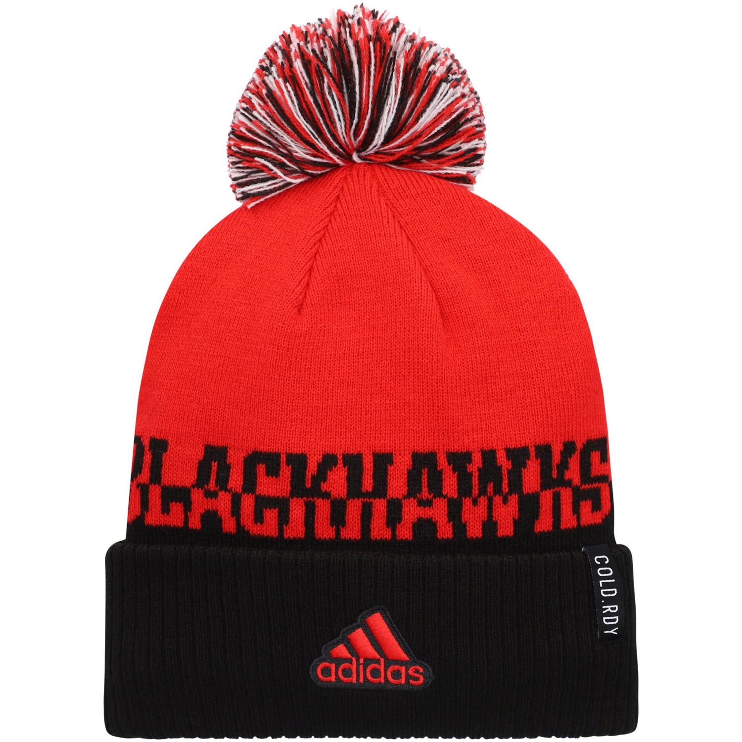 adidas Black Chicago Blackhawks COLDRDY Cuffed Knit Hat with Pom - view number 2