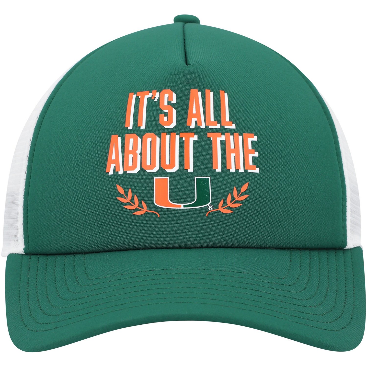 adidas Miami Hurricanes Phrase Foam Front Trucker Adjustable Hat - view number 2