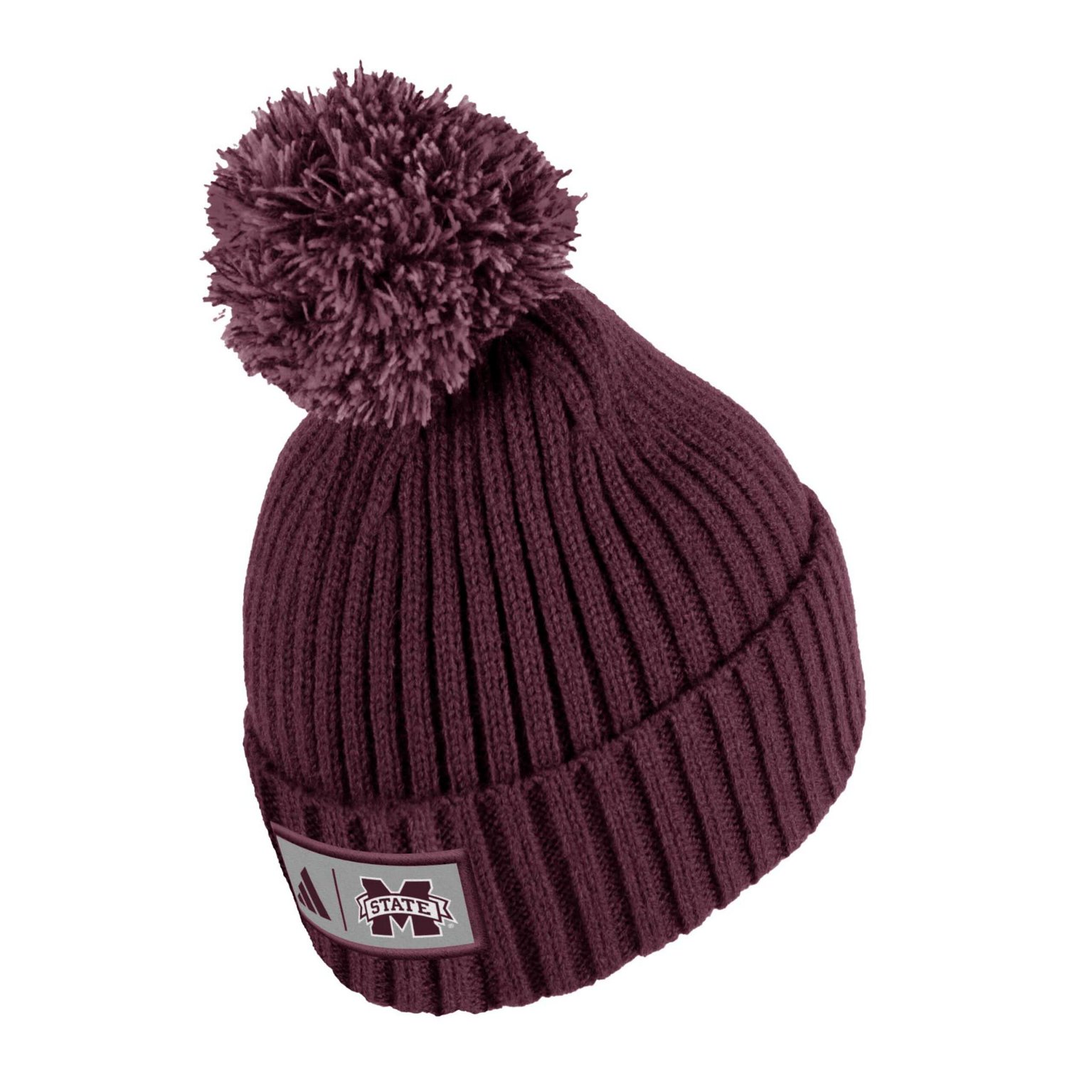 adidas Mississippi State Bulldogs Modern Ribbed Cuffed Knit Hat with Pom