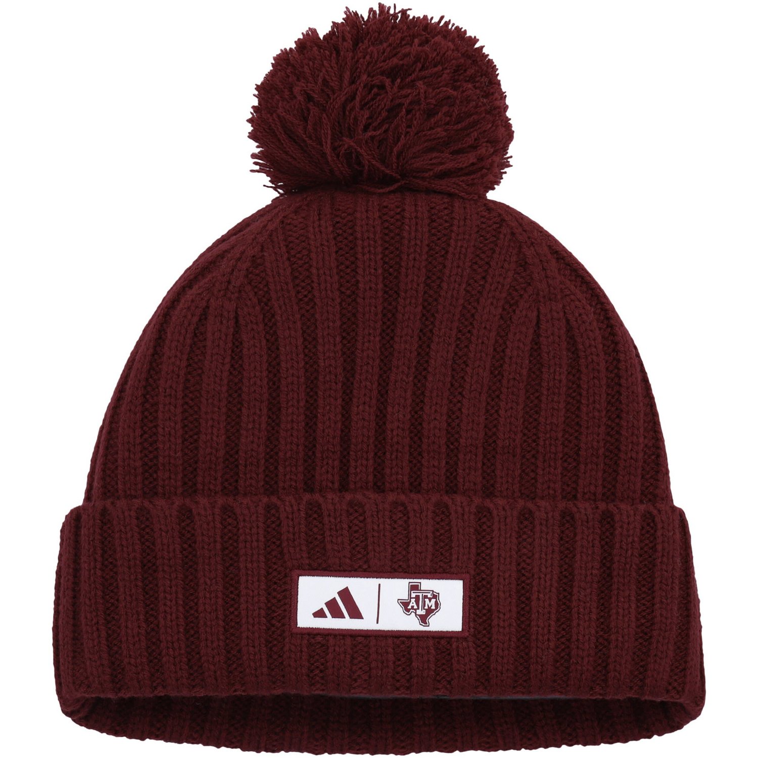 adidas Texas AM Aggies Modern Ribbed Cuffed Knit Hat with Pom                                                                    - view number 2