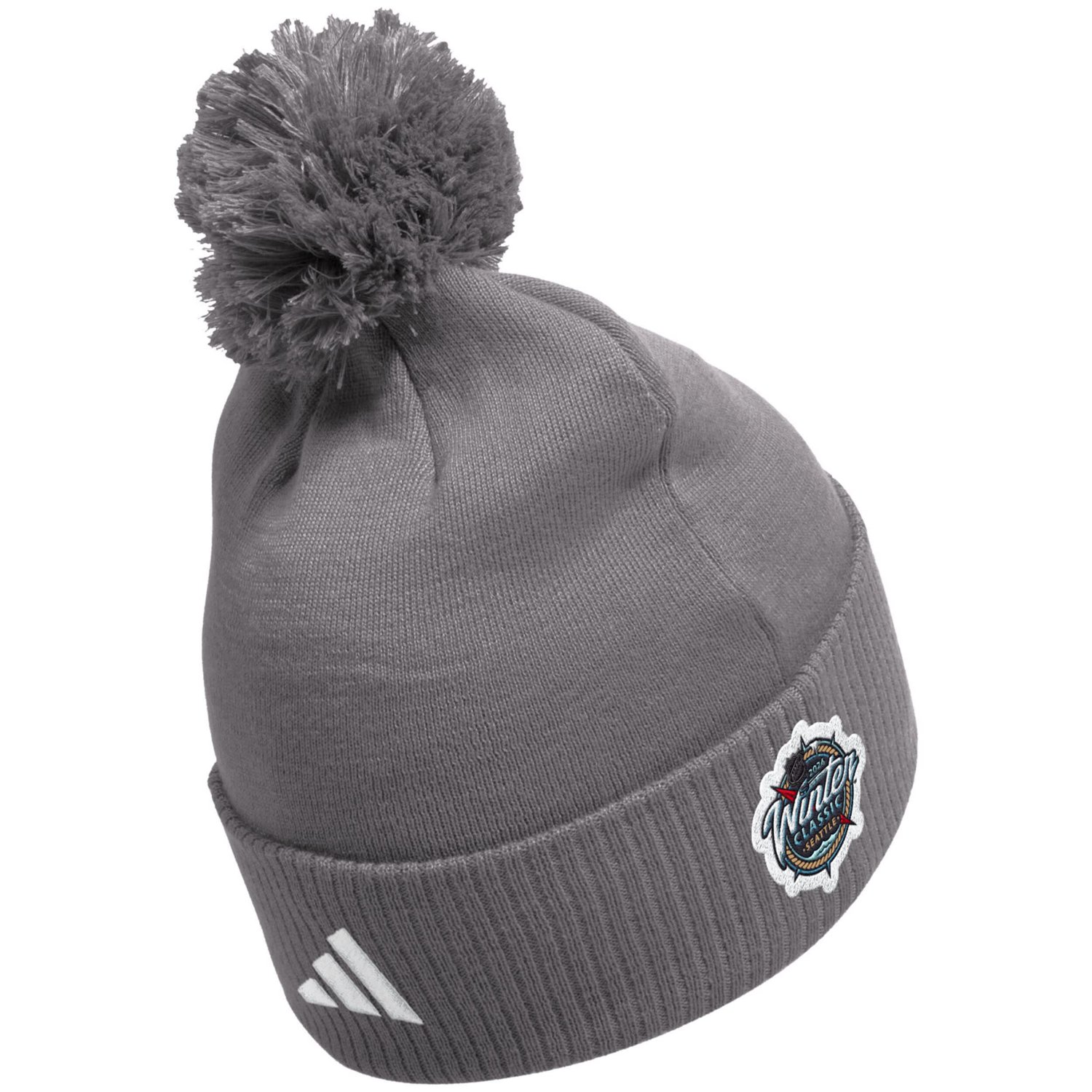 adidas Vegas Golden Knights 2024 NHL Winter Classic Cuffed Knit Hat with Pom                                                     - view number 2