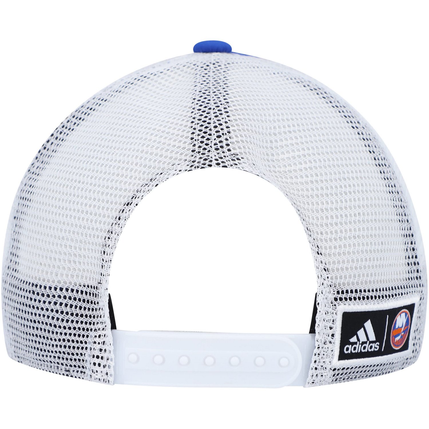 adidas White New York Islanders Team Plate Trucker Snapback Hat - view number 4