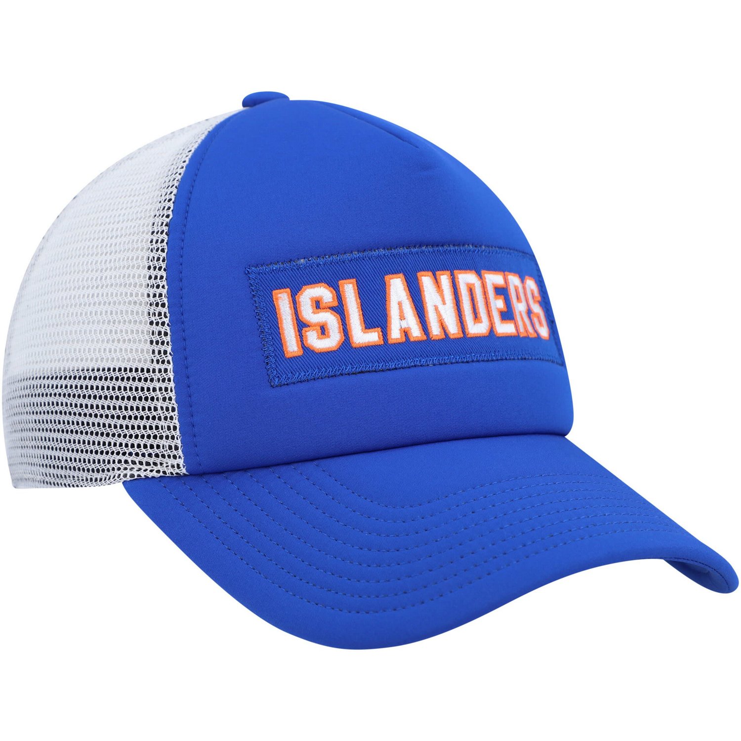 adidas White New York Islanders Team Plate Trucker Snapback Hat - view number 3