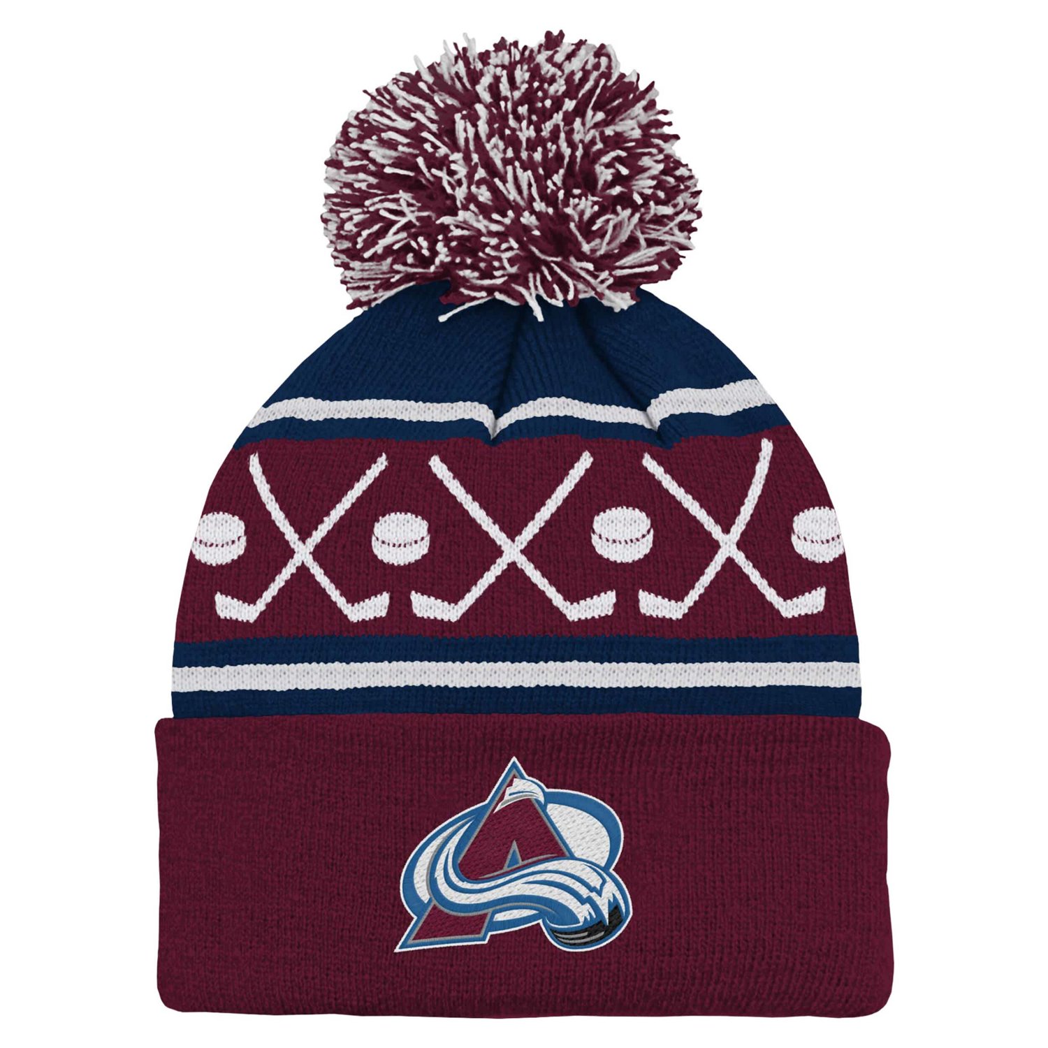 Colorado Avalanche Face-Off Cuffed Knit Hat with Pom - view number 1