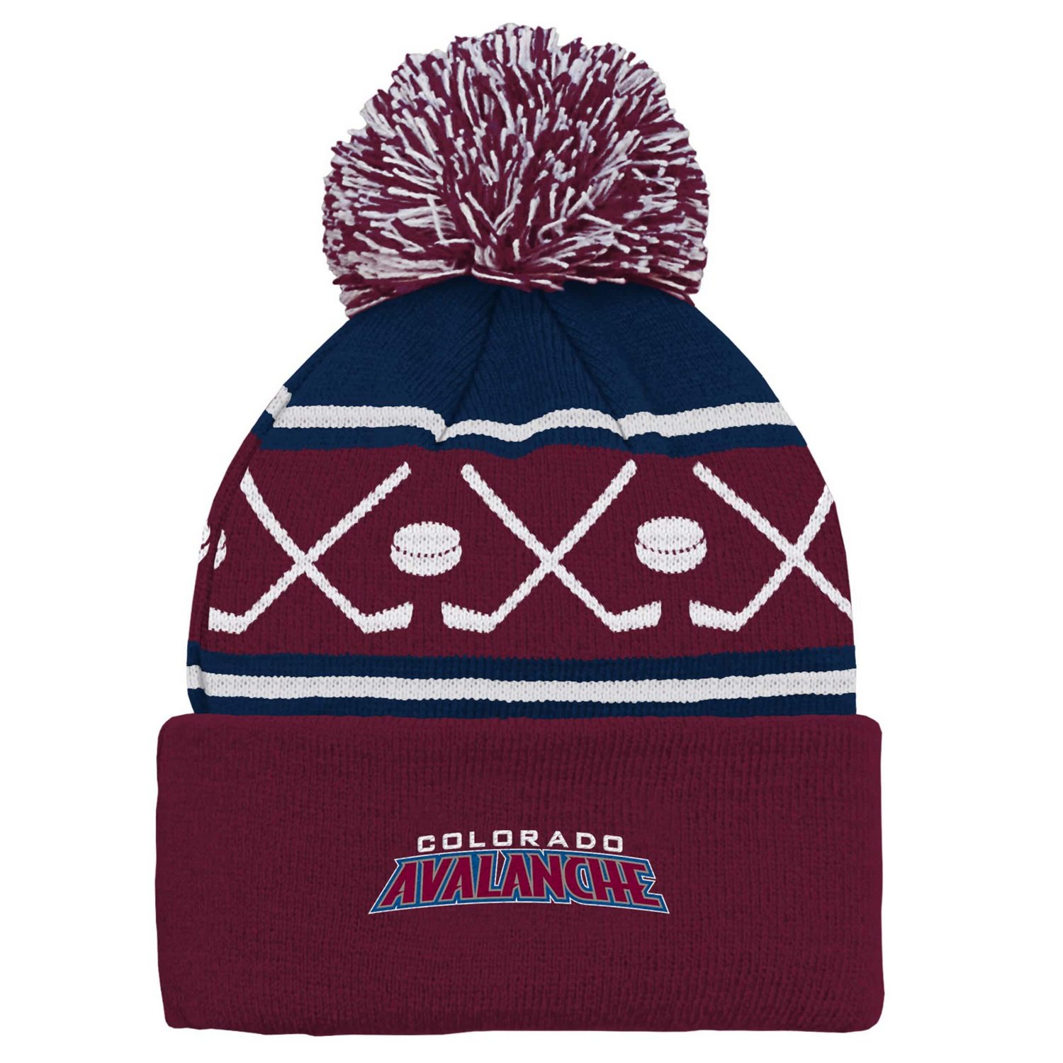 Colorado Avalanche Face-Off Cuffed Knit Hat with Pom - view number 2