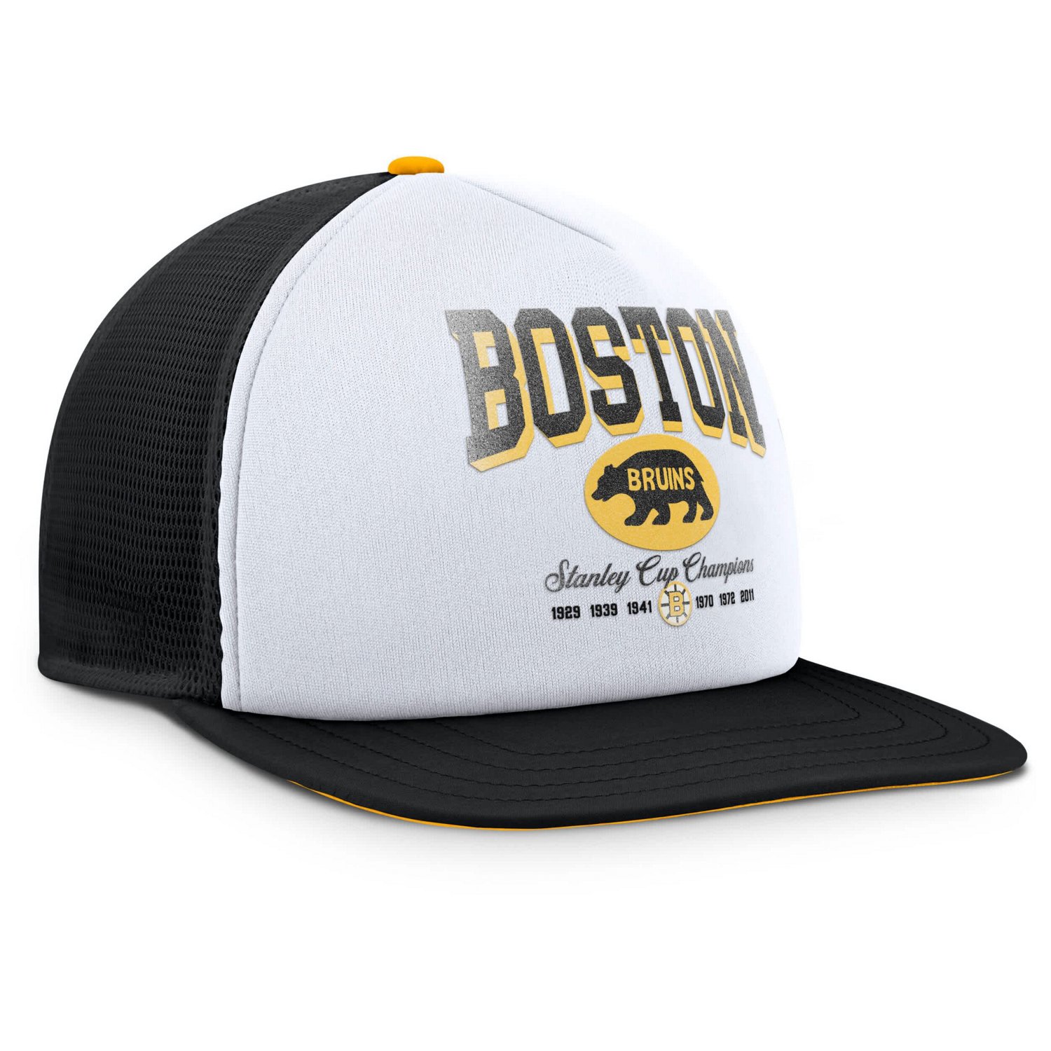 Fanatics Black Boston Bruins Decades Collection Foam Front Snapback Hat