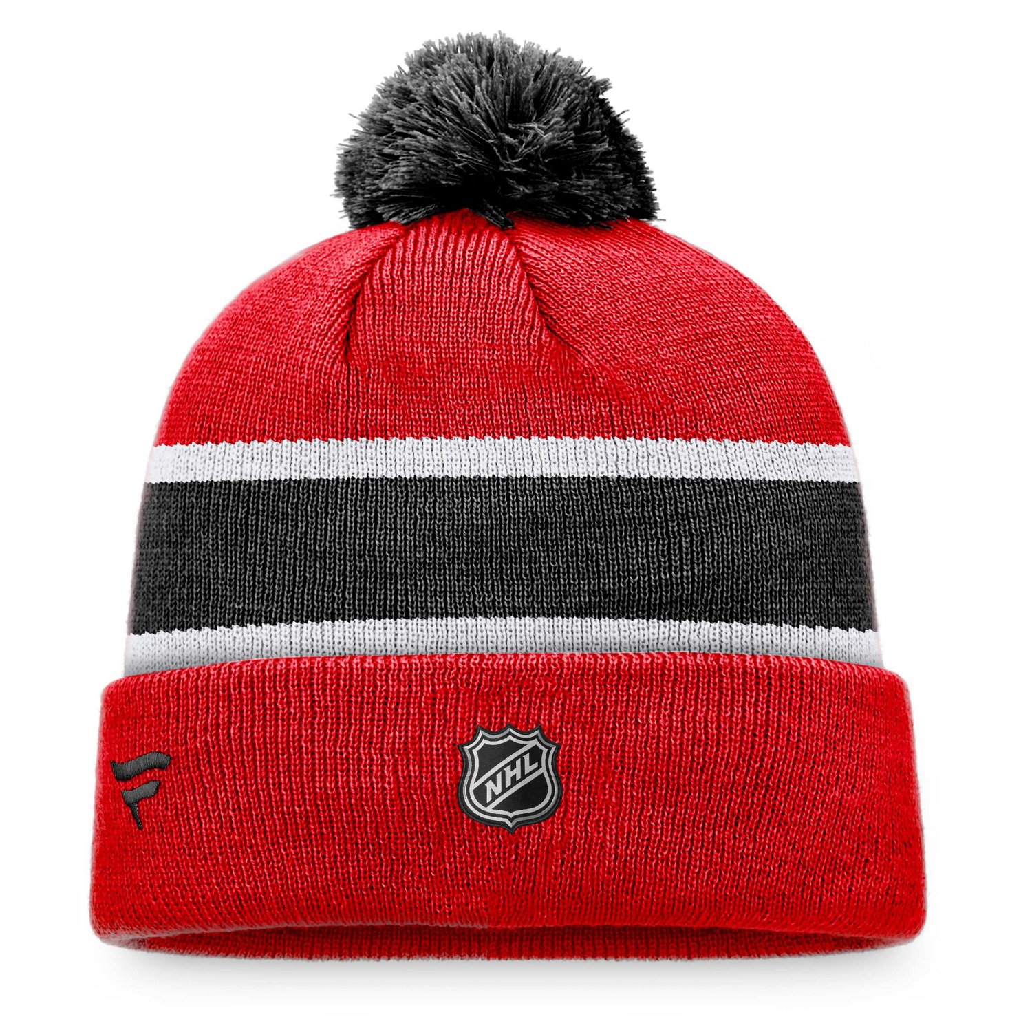 Fanatics /Black Chicago Blackhawks Breakaway Cuffed Knit Hat with Pom