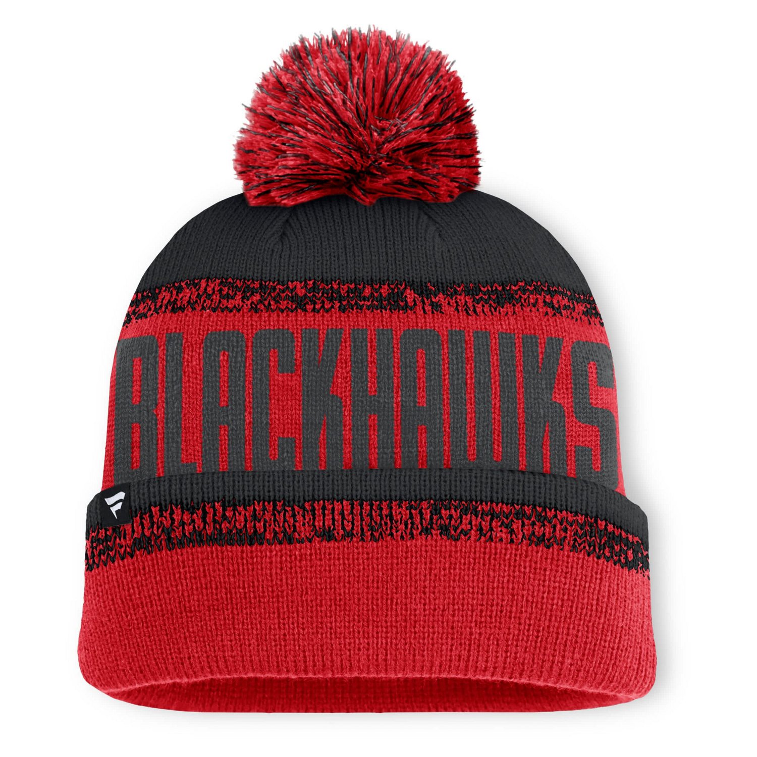 Fanatics Black Chicago Blackhawks Fundamentals Thrive Cuffed Knit Hat with Pom - view number 2