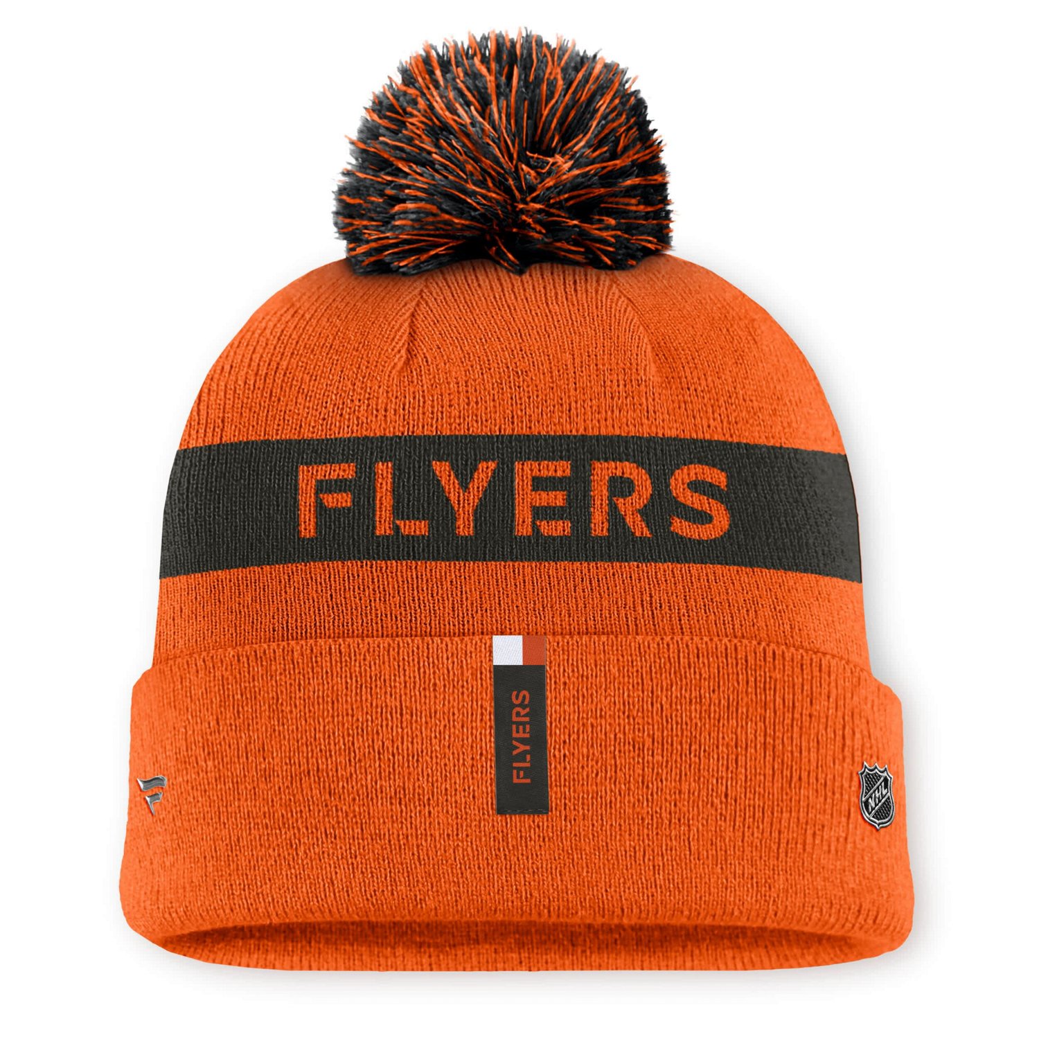 Fanatics Black Philadelphia Flyers Authentic Pro Rink Cuffed Knit Hat with Pom - view number 2