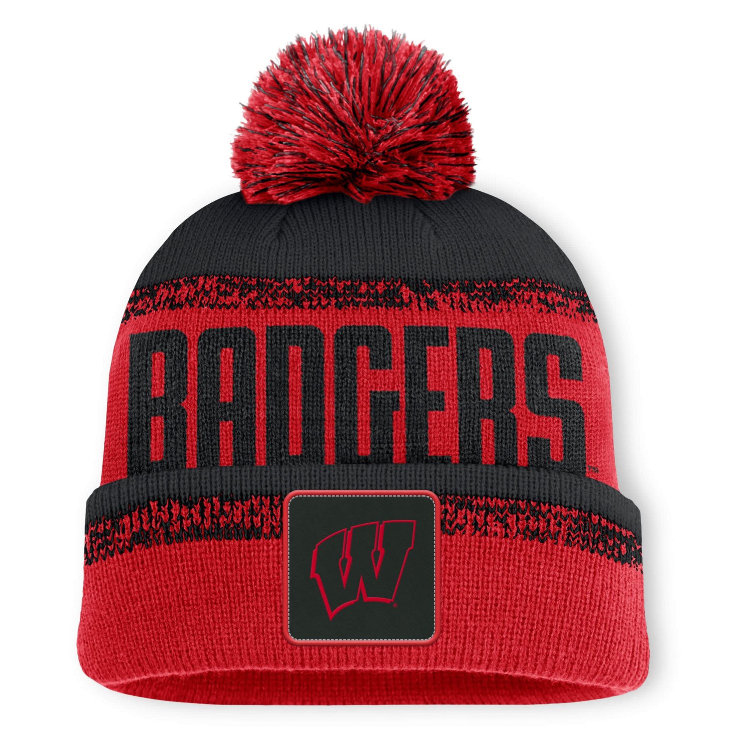 Fanatics Black Wisconsin Badgers Thrive Cuffed Knit Hat with Pom - view number 1