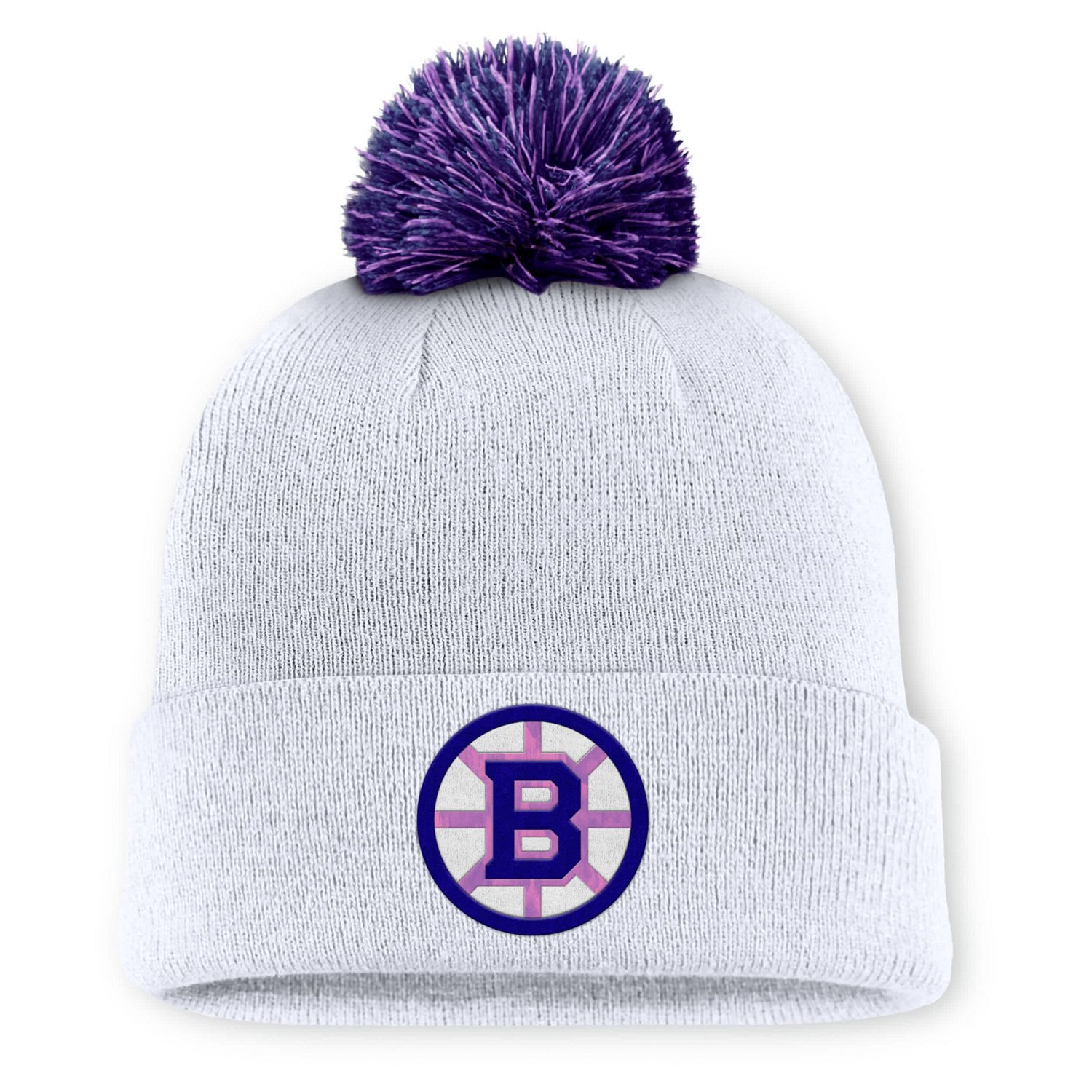 Fanatics Boston Bruins Authentic Pro Hockey Fights Cancer Cuffed Knit Hat with Pom - view number 1