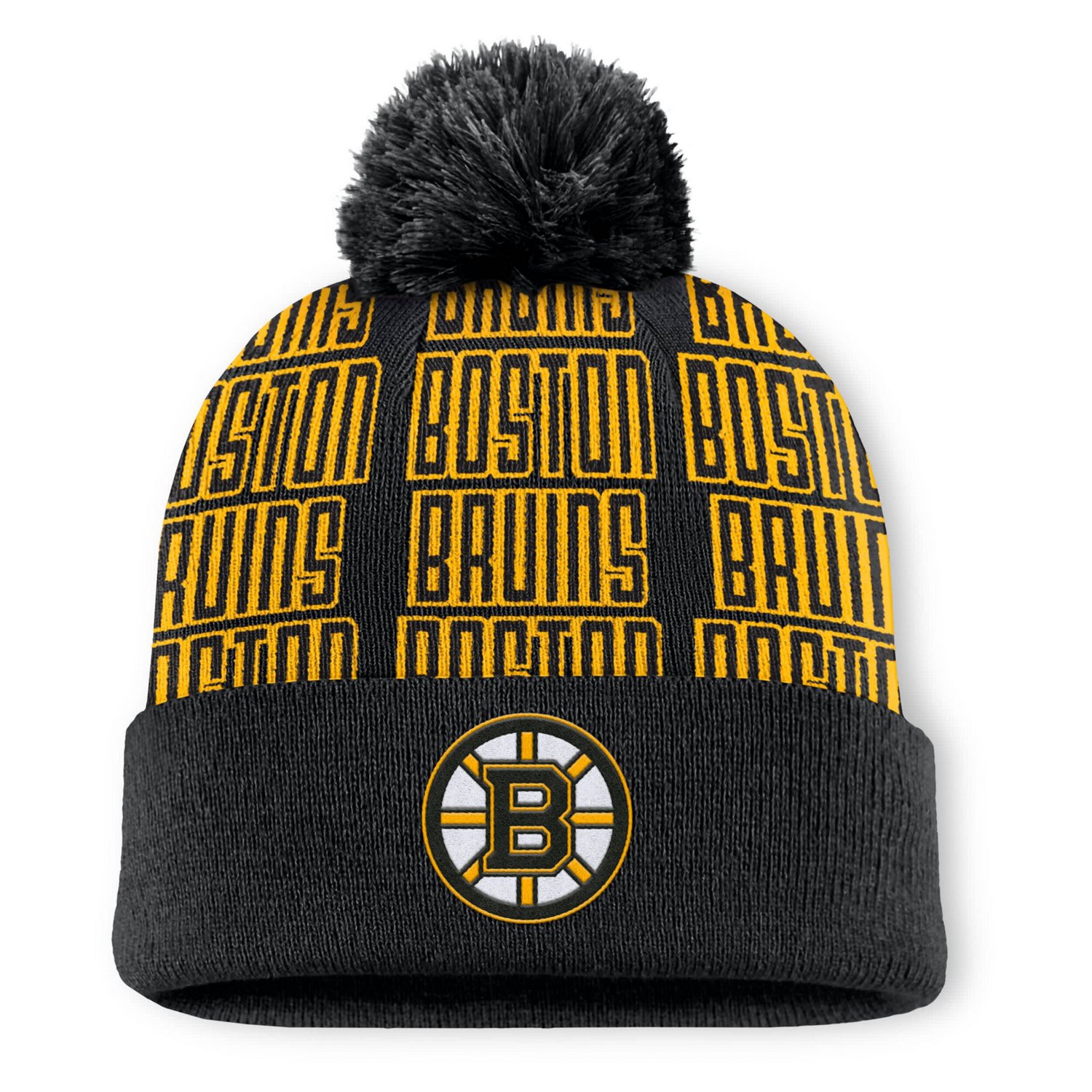 Fanatics Boston Bruins Fundamental Empty Net Cuffed Knit Hat with Pom