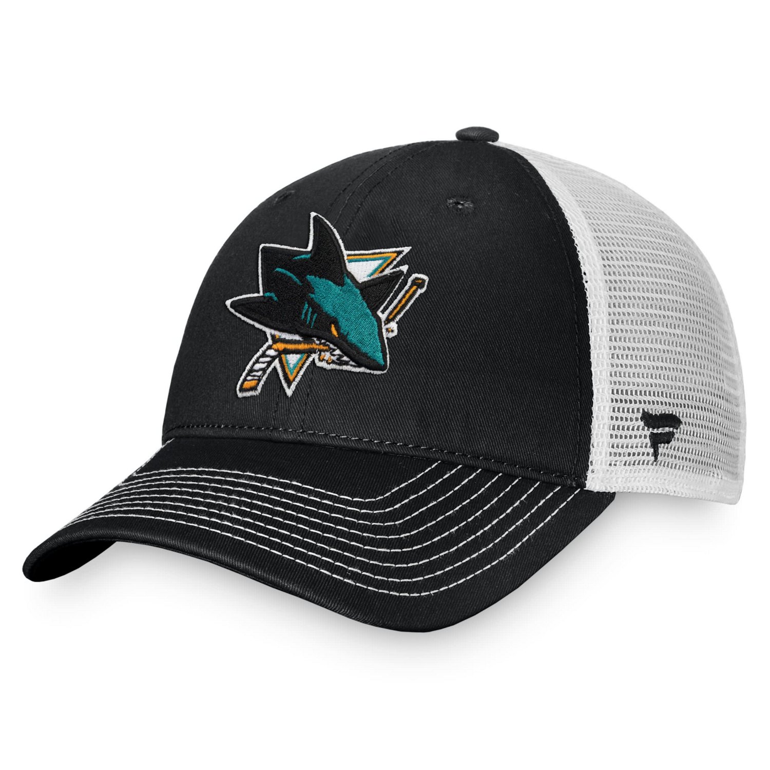 Fanatics Branded /White San Jose Sharks Slouch Core Primary Trucker Snapback Hat