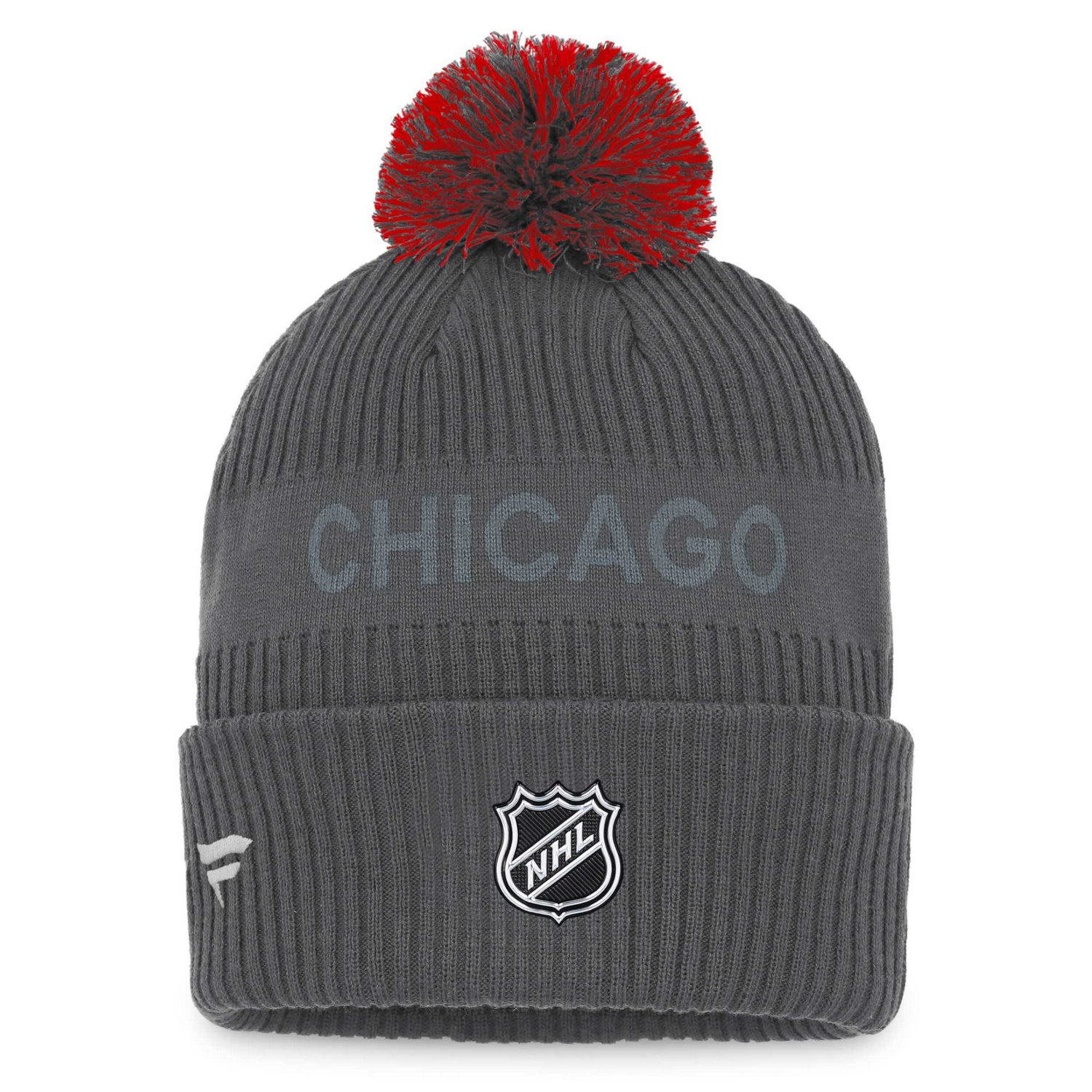 Fanatics Chicago Blackhawks Authentic Pro Home Ice Cuffed Knit Hat with Pom                                                      - view number 2