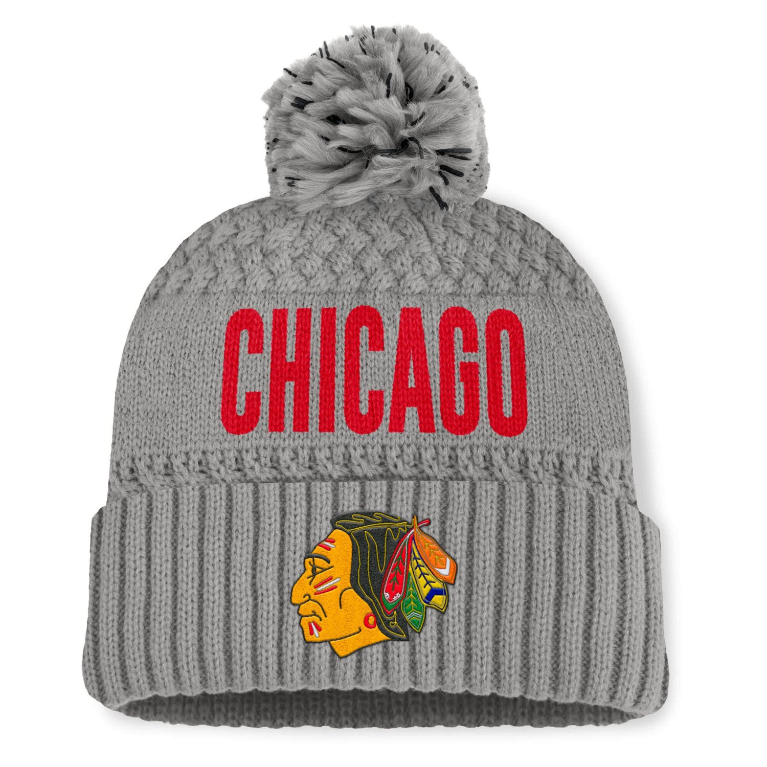 Fanatics Chicago Blackhawks Heritage Tilly Cuffed Knit Hat with Pom