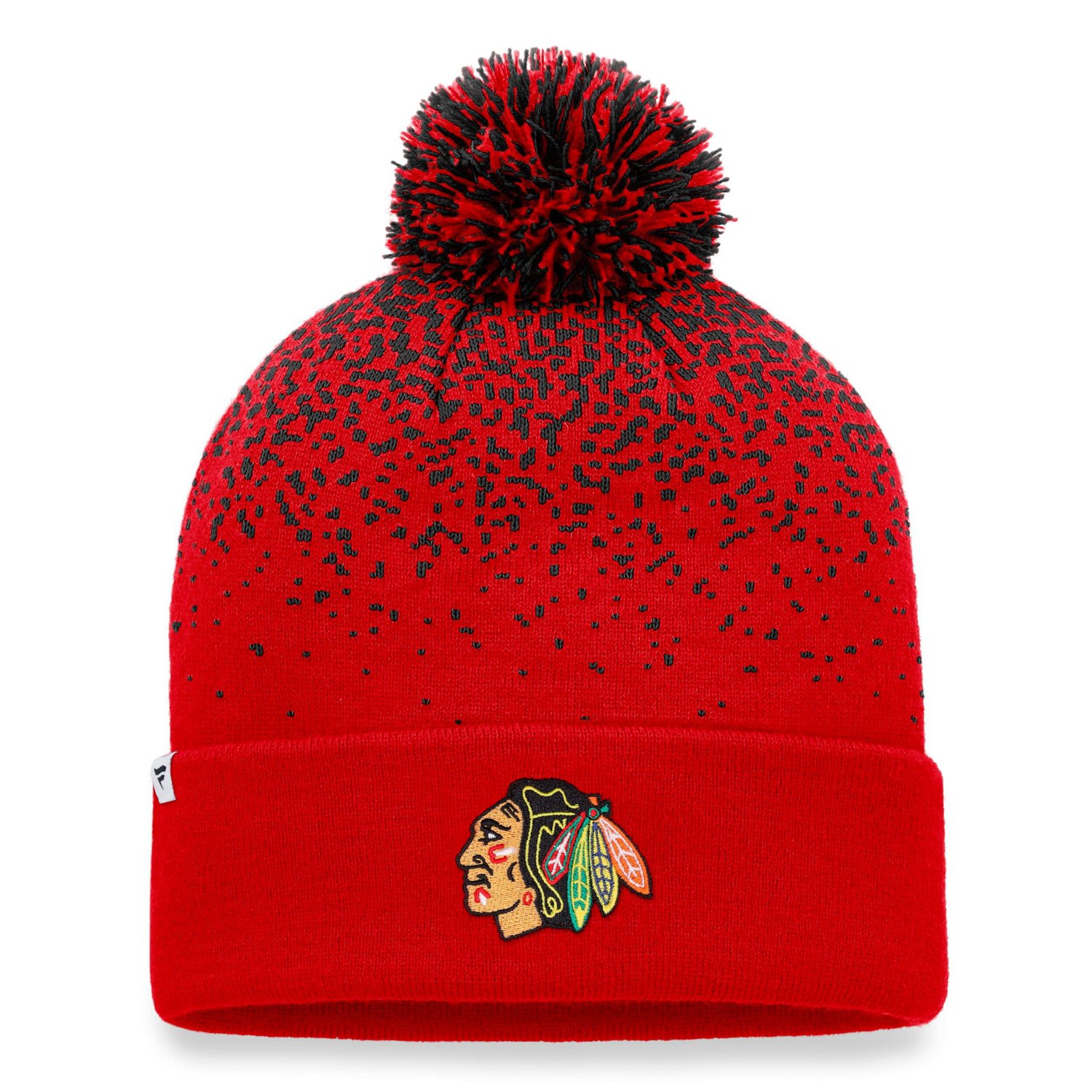 Fanatics Chicago Blackhawks Iconic Gradient Cuffed Knit Hat with Pom