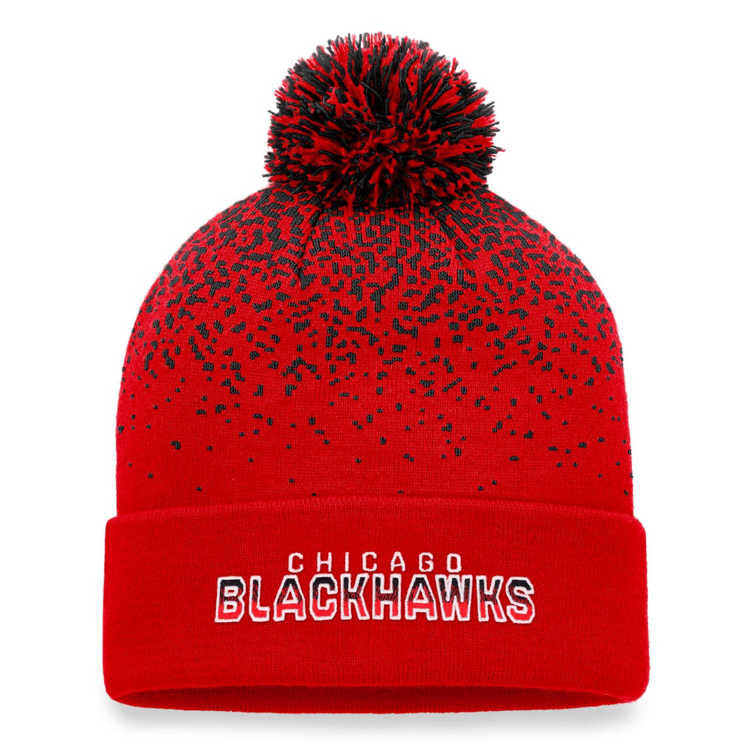 Fanatics Chicago Blackhawks Iconic Gradient Cuffed Knit Hat with Pom