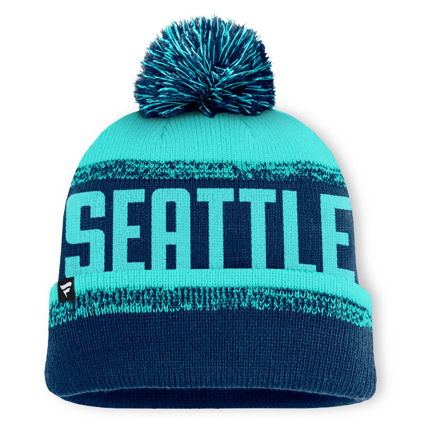 Fanatics Deep Sea Light Seattle Kraken Fundamentals Thrive Cuffed Knit Hat with Pom - view number 2