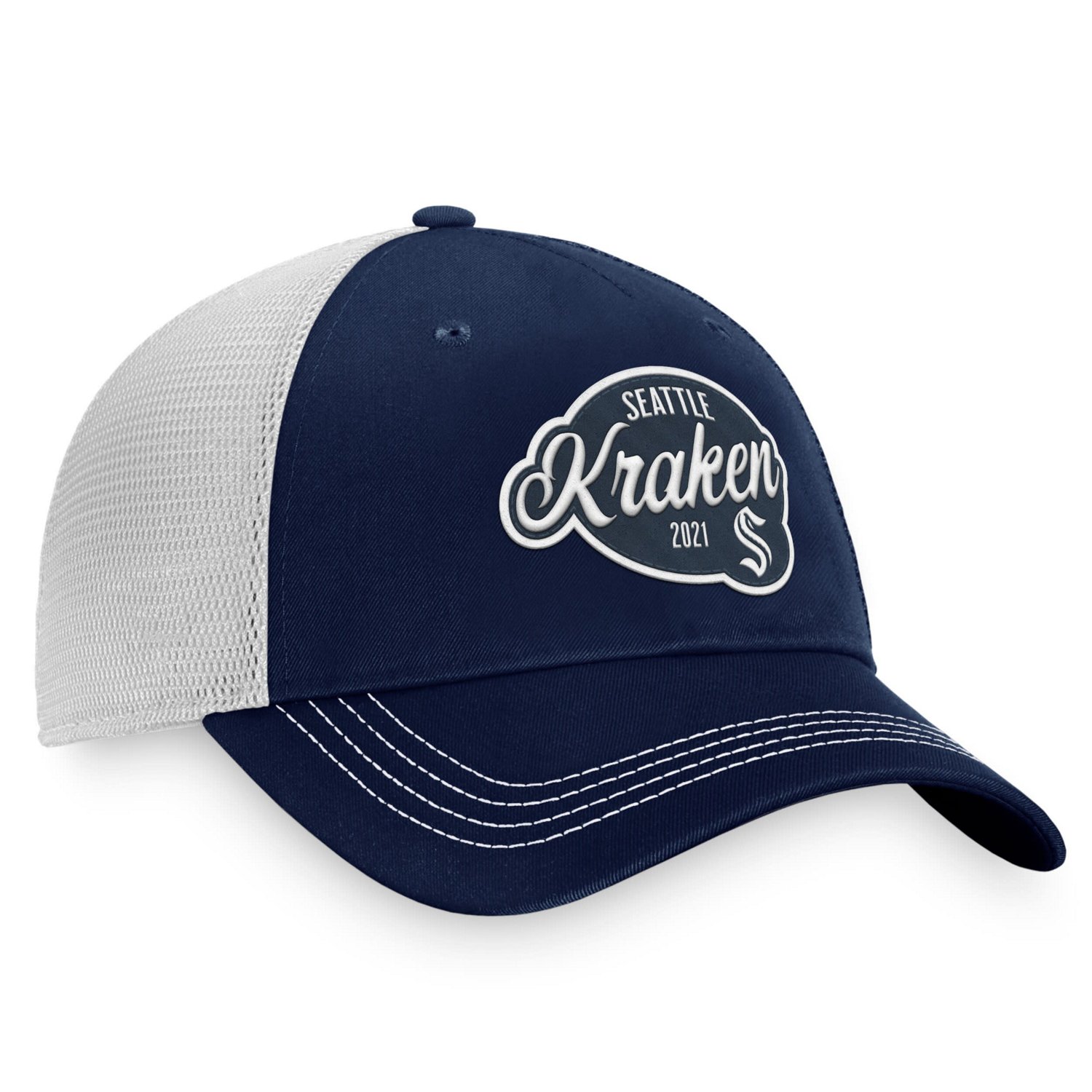Fanatics Deep Sea /White Seattle Kraken Fundamental Trucker Adjustable Hat                                                       - view number 3