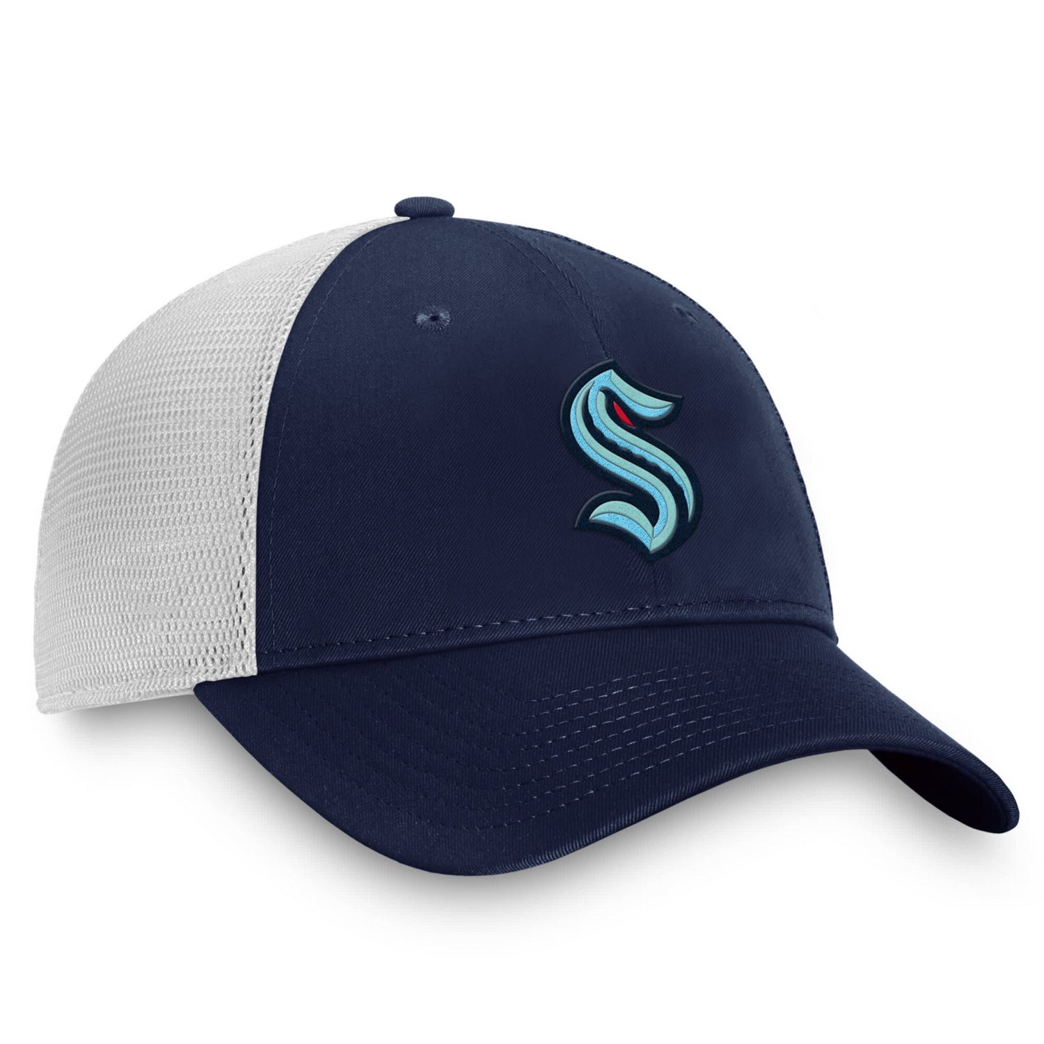 Fanatics Deep Sea White Seattle Kraken Slouch Core Primary Logo Trucker Adjustable Hat                                           - view number 3
