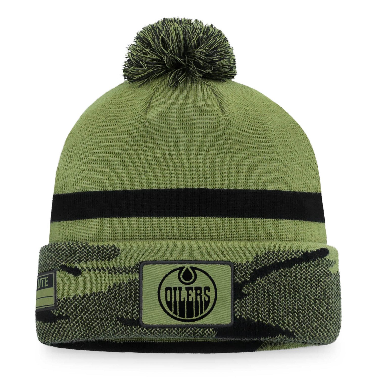 Fanatics Edmonton Oilers Military Appreciation Cuffed Knit Hat with Pom - view number 1