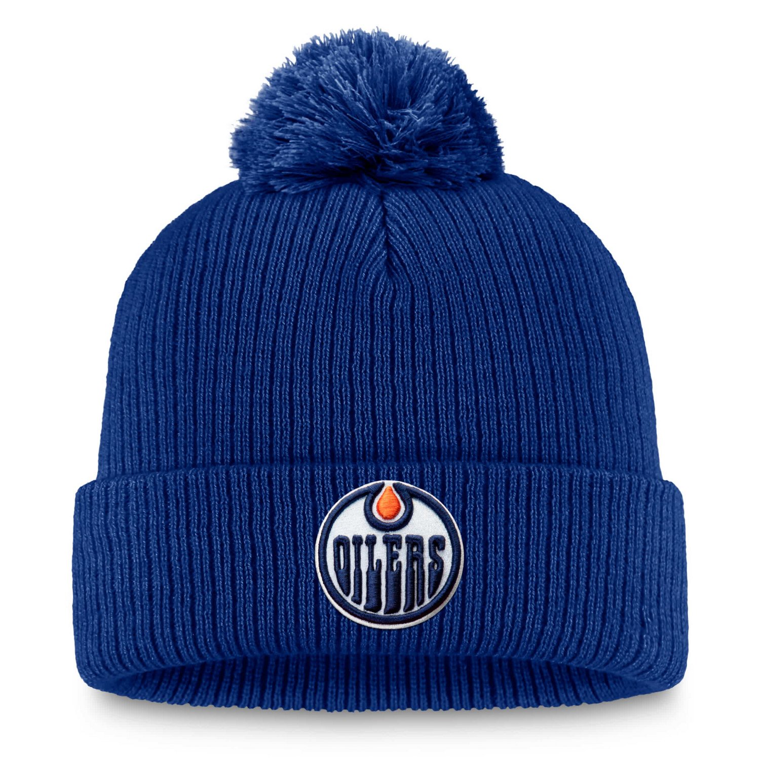 Fanatics Edmonton Oilers Primary Logo Cuffed Knit Hat with Pom                                                                   - view number 1