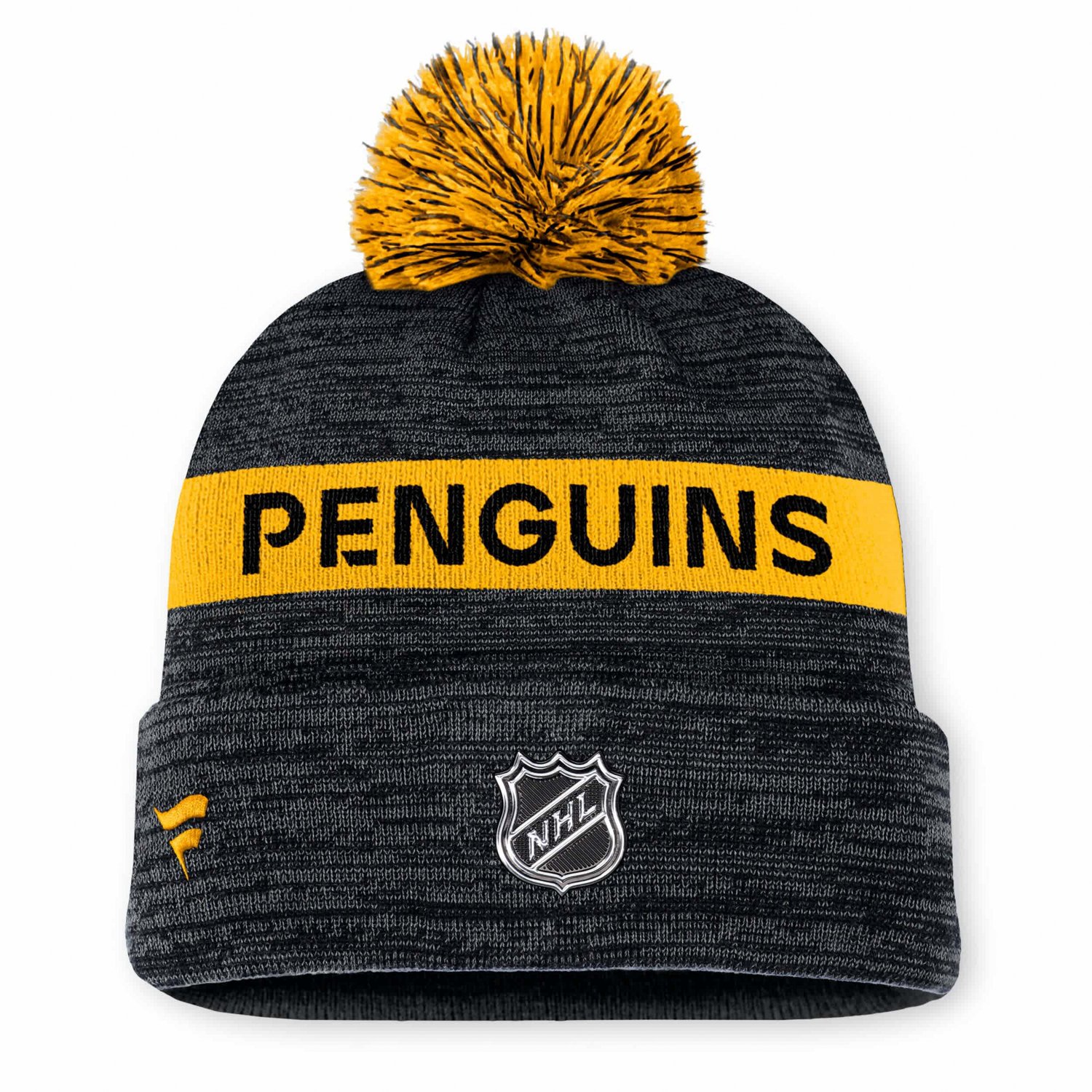 Fanatics Gold Pittsburgh Penguins Authentic Pro Rink Cuffed Knit Hat with Pom - view number 2