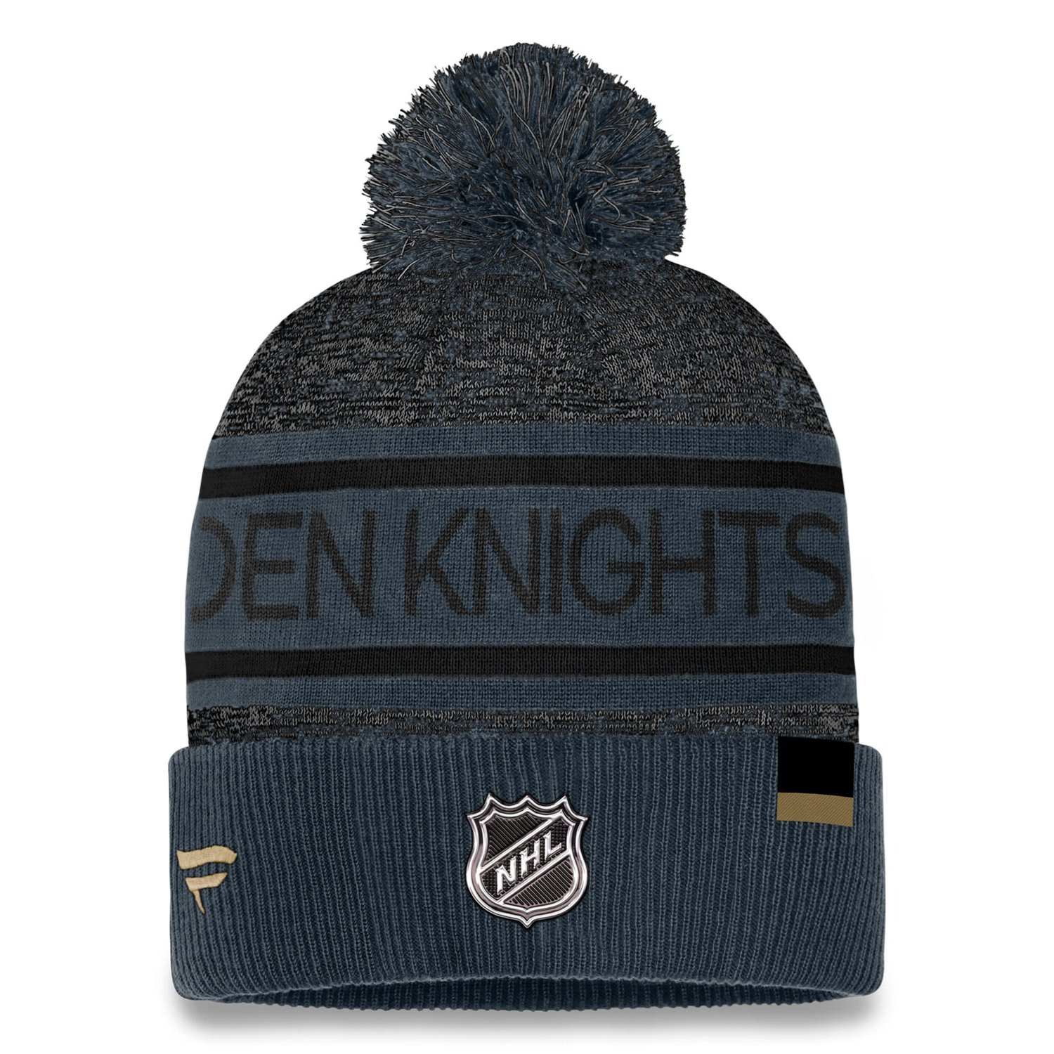 Fanatics Gray Vegas Golden Knights Authentic Pro Cuffed Knit Hat with Pom