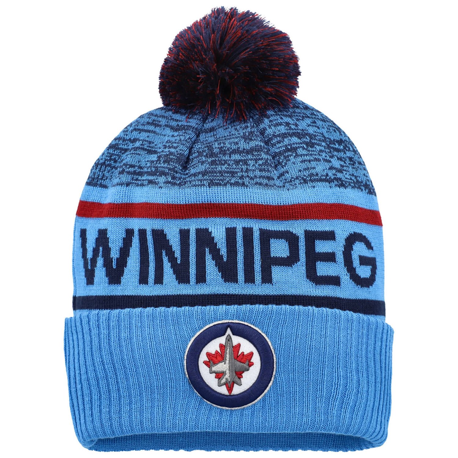 Fanatics Light Navy Winnipeg Jets Authentic Pro Rink Cuffed Knit Hat with Pom                                                    - view number 1
