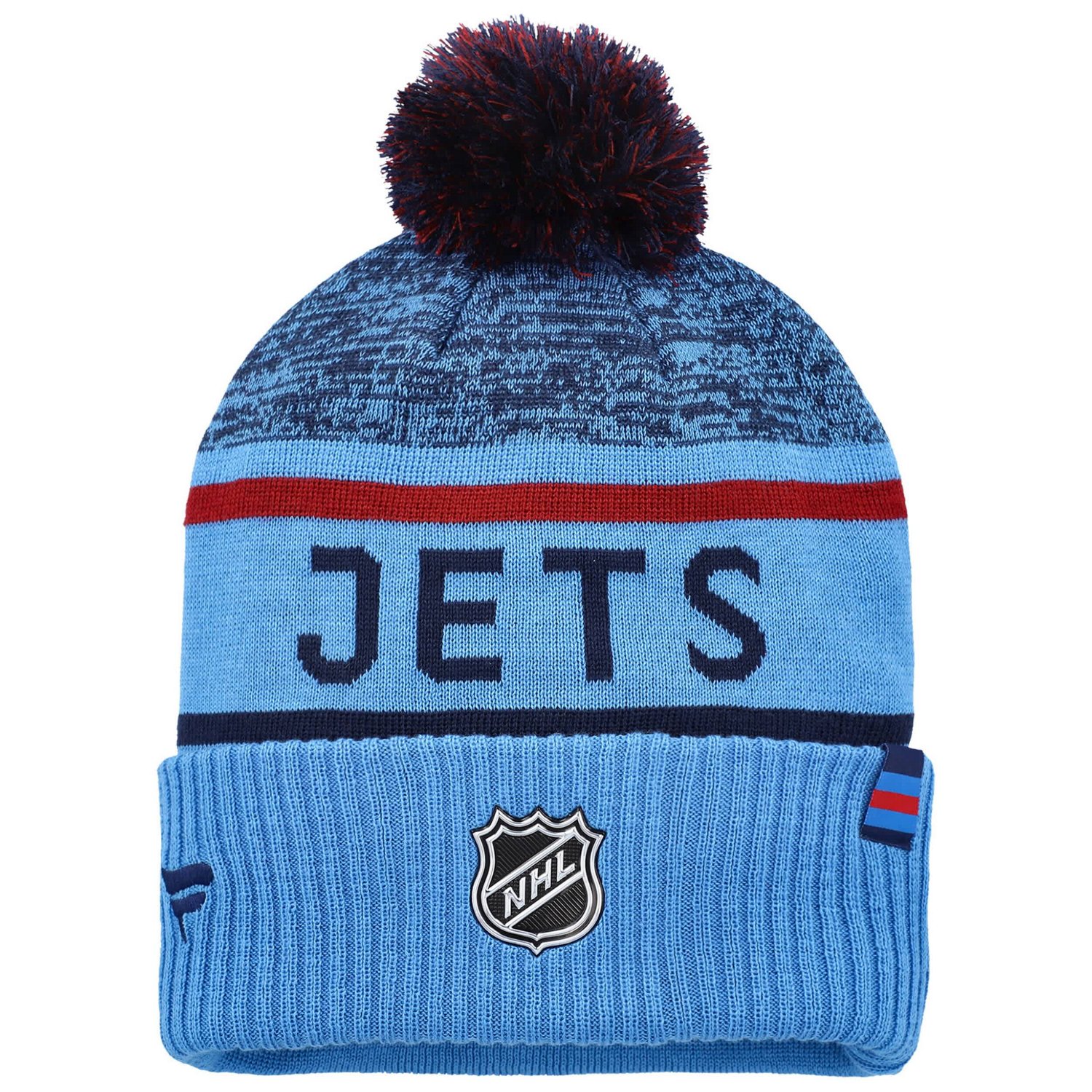 Fanatics Light Navy Winnipeg Jets Authentic Pro Rink Cuffed Knit Hat with Pom                                                    - view number 2