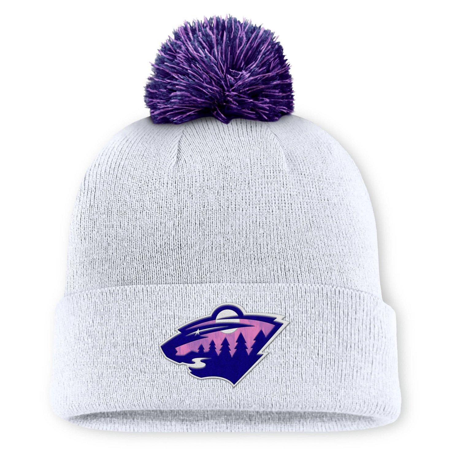 Fanatics Minnesota Wild Authentic Pro Hockey Fights Cancer Cuffed Knit Hat with Pom - view number 1