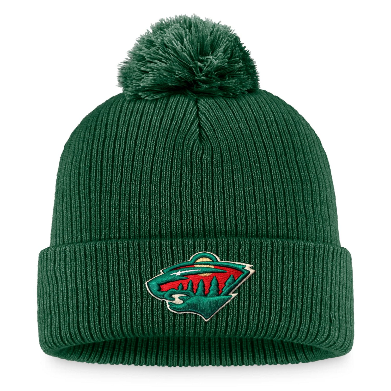 Fanatics Minnesota Wild Core Primary Logo Cuffed Knit Hat with Pom