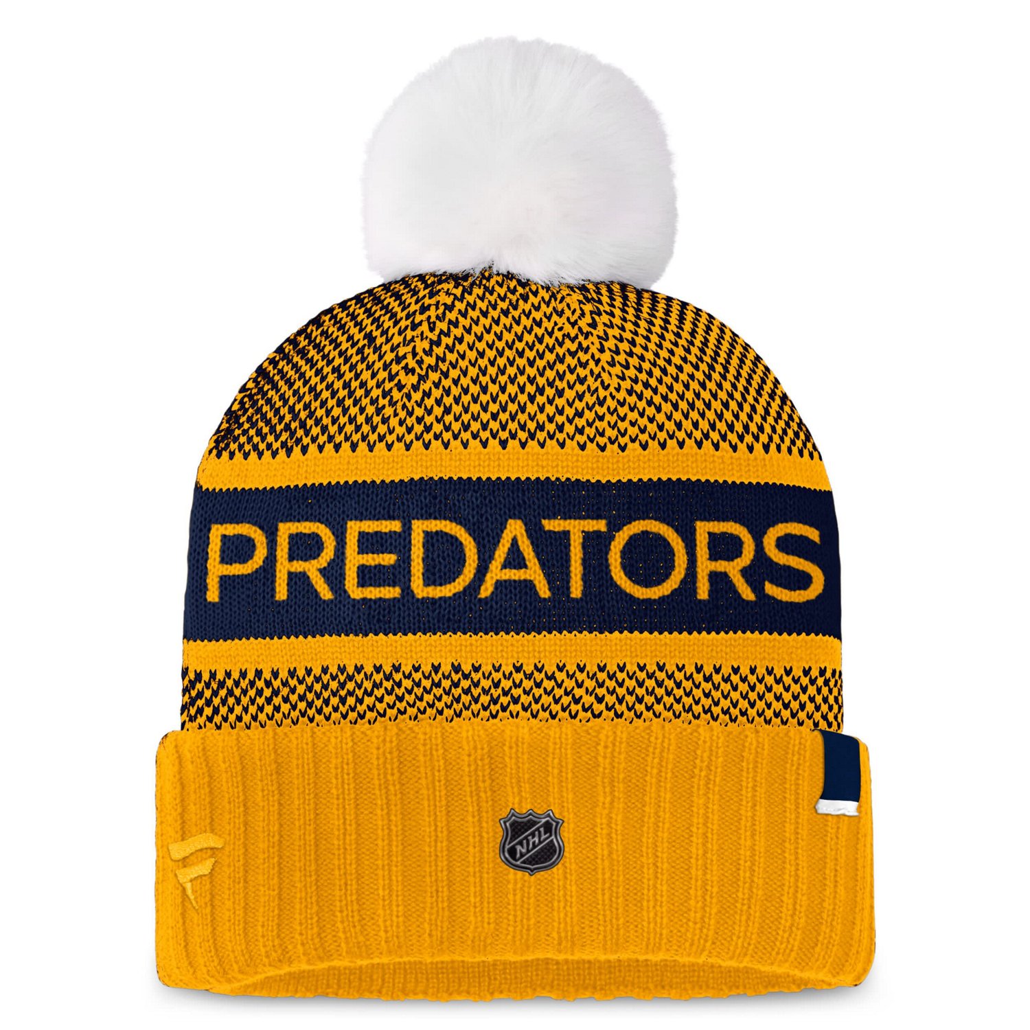 Fanatics Navy Nashville Predators Authentic Pro Rink Cuffed Knit Hat with Pom