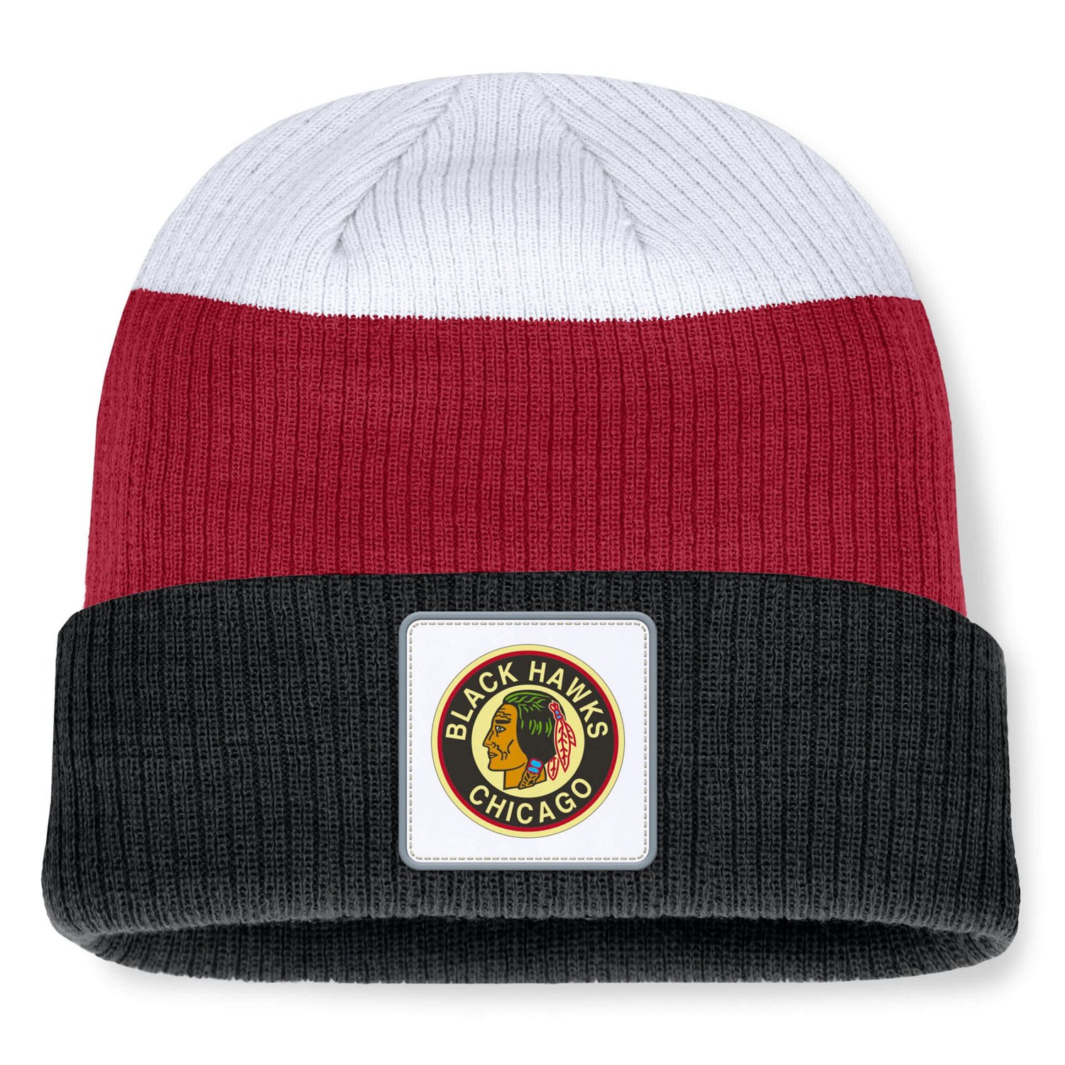 Fanatics Red Chicago hawks Heritage Showboat Color-Block Cuffed Knit Hat