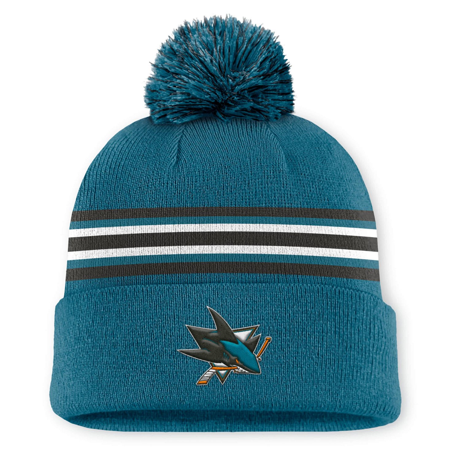 Fanatics San Jose Sharks Authentic Pro Rink Cuffed Knit Hat with Pom - view number 1