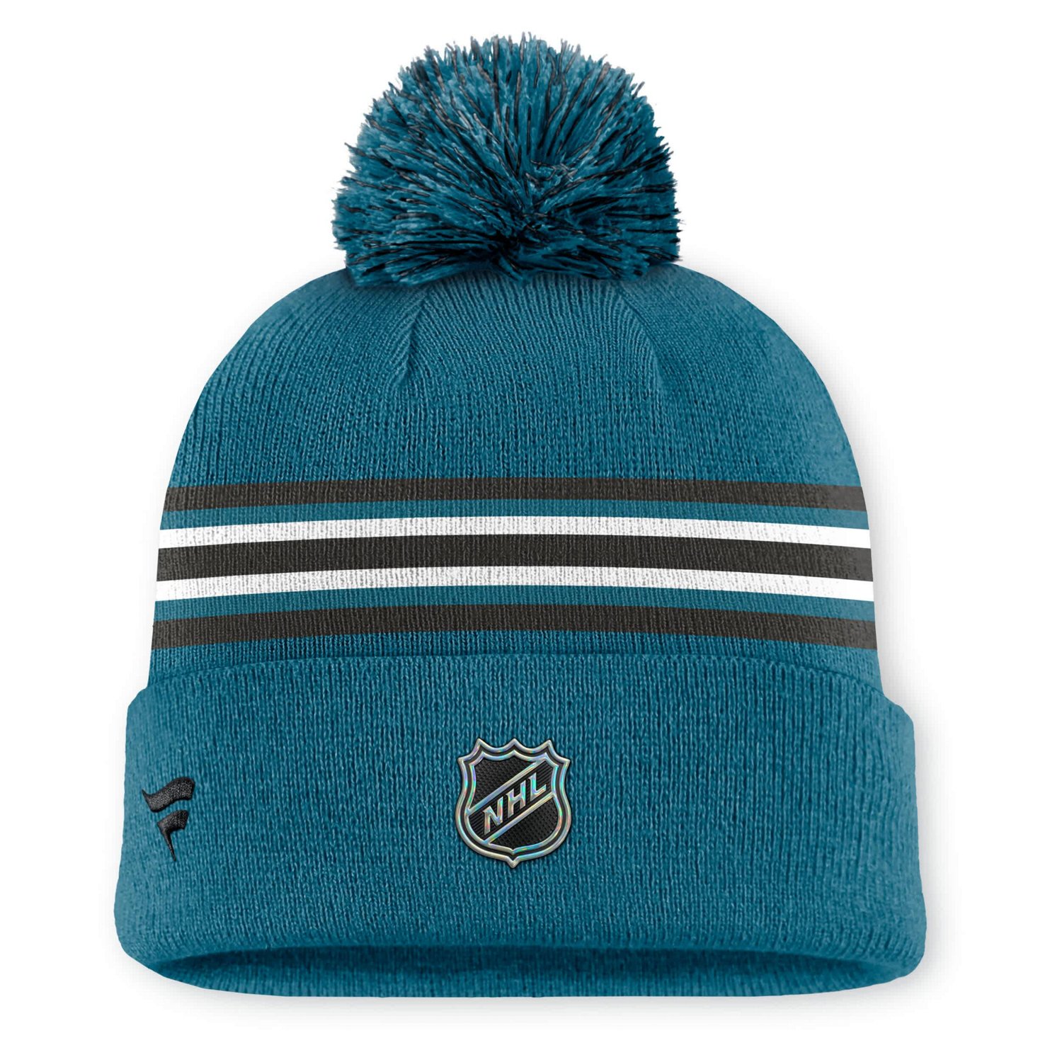 Fanatics San Jose Sharks Authentic Pro Rink Cuffed Knit Hat with Pom - view number 2