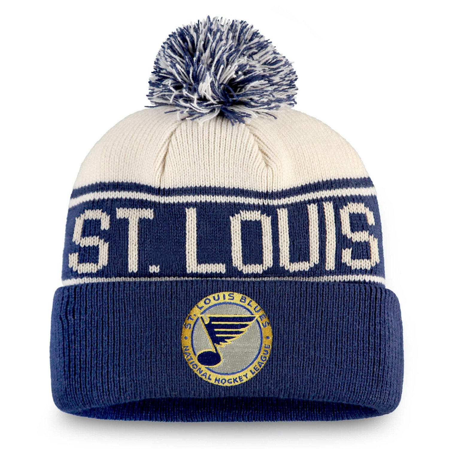 Fanatics St Louis Blues Heritage Cuffed Knit Hat with Pom