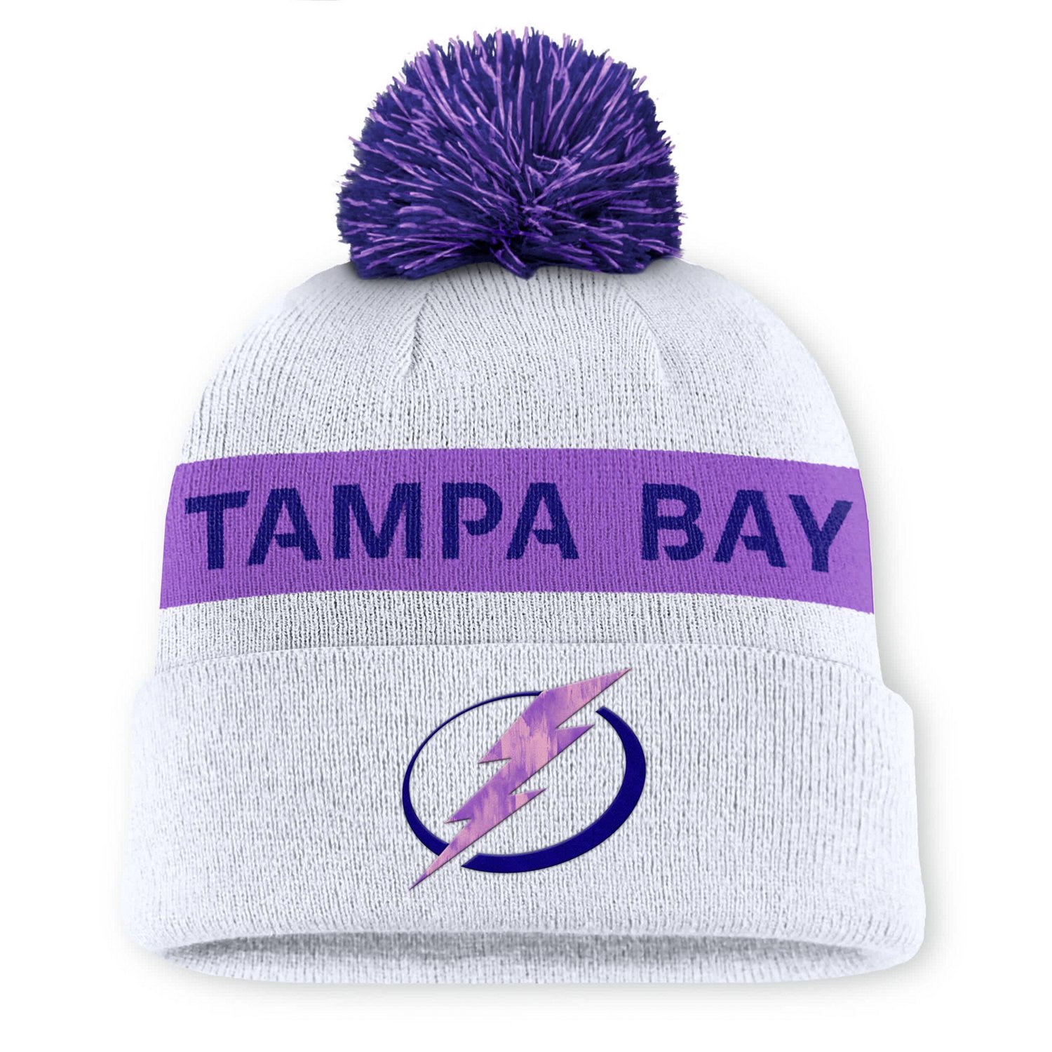 Fanatics Tampa Bay Lightning Hockey Fights Cancer Cuffed Knit Hat with Pom